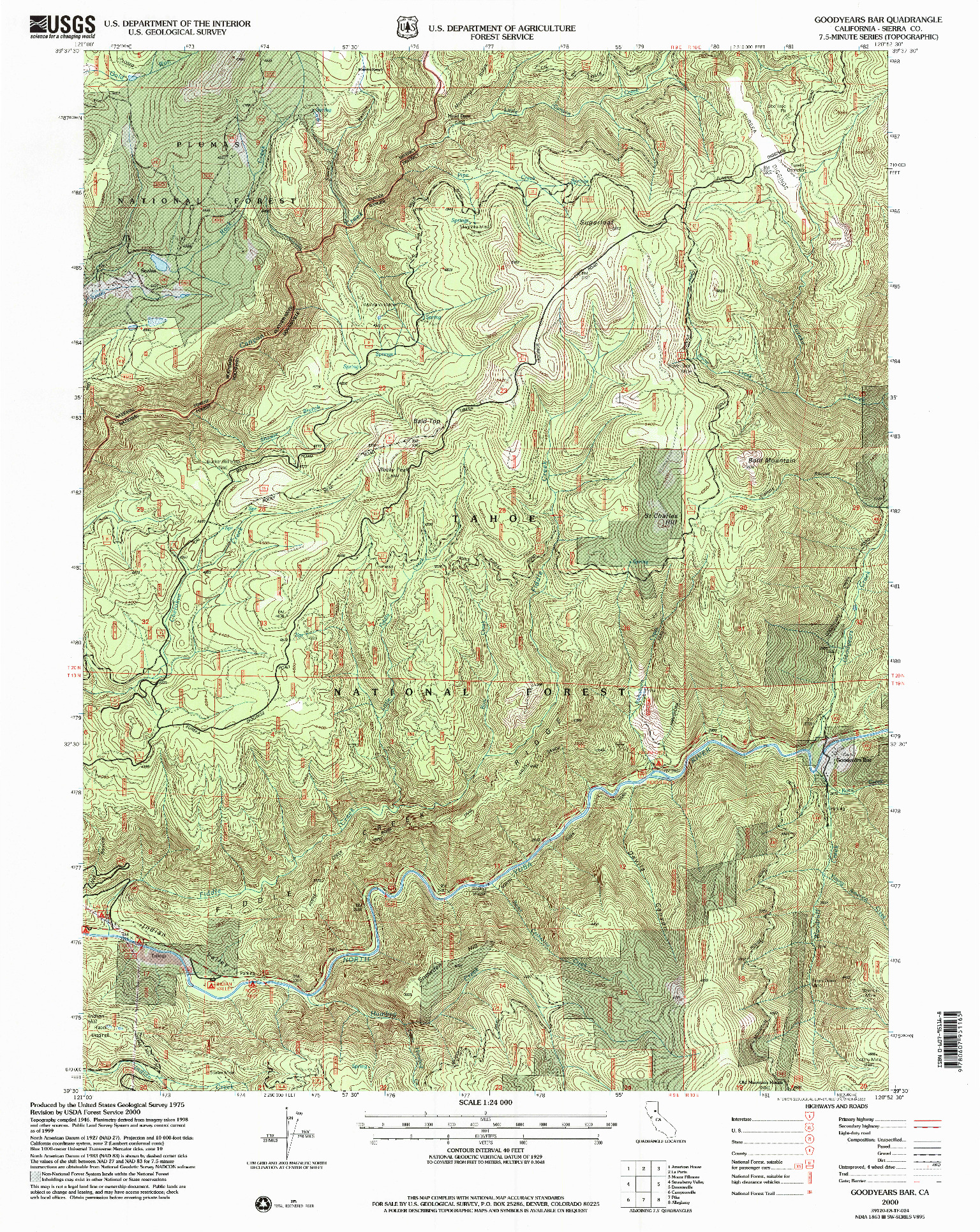 USGS 1:24000-SCALE QUADRANGLE FOR GOODYEARS BAR, CA 2000