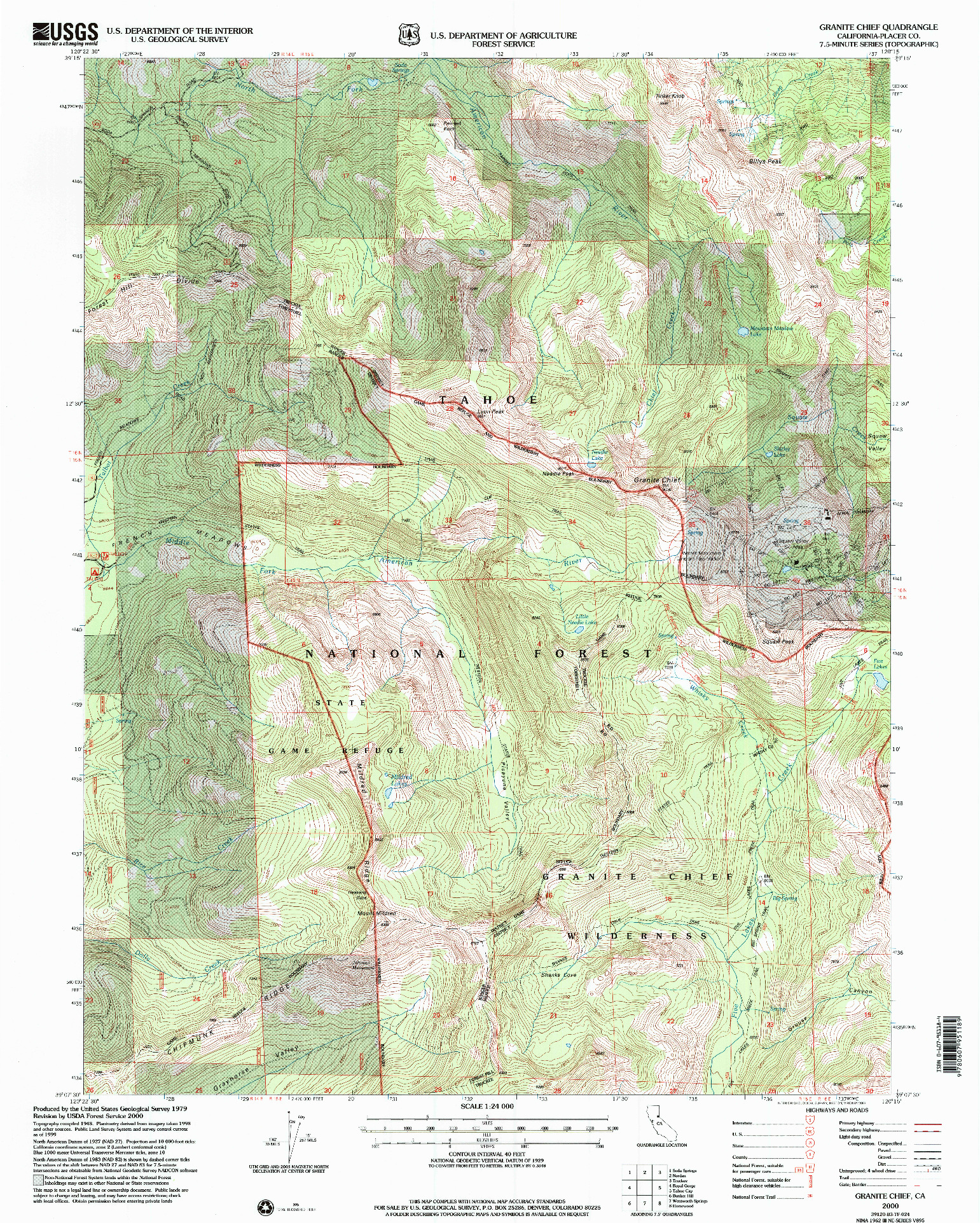 USGS 1:24000-SCALE QUADRANGLE FOR GRANITE CHIEF, CA 2000