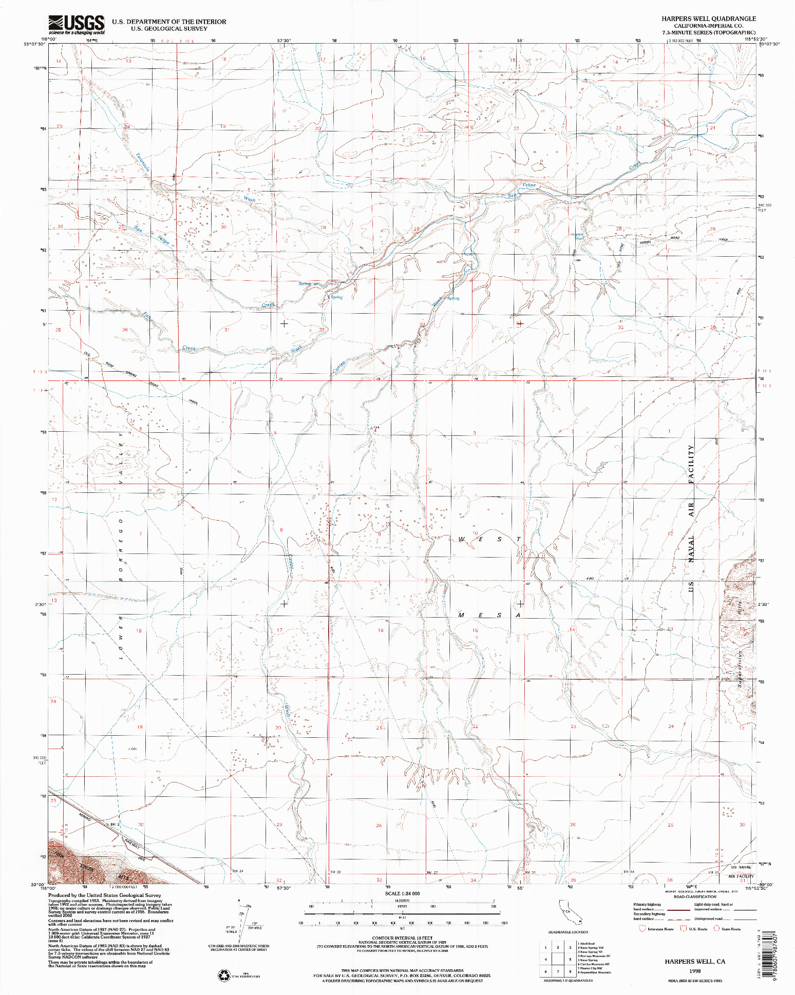 USGS 1:24000-SCALE QUADRANGLE FOR HARPERS WELL, CA 1998