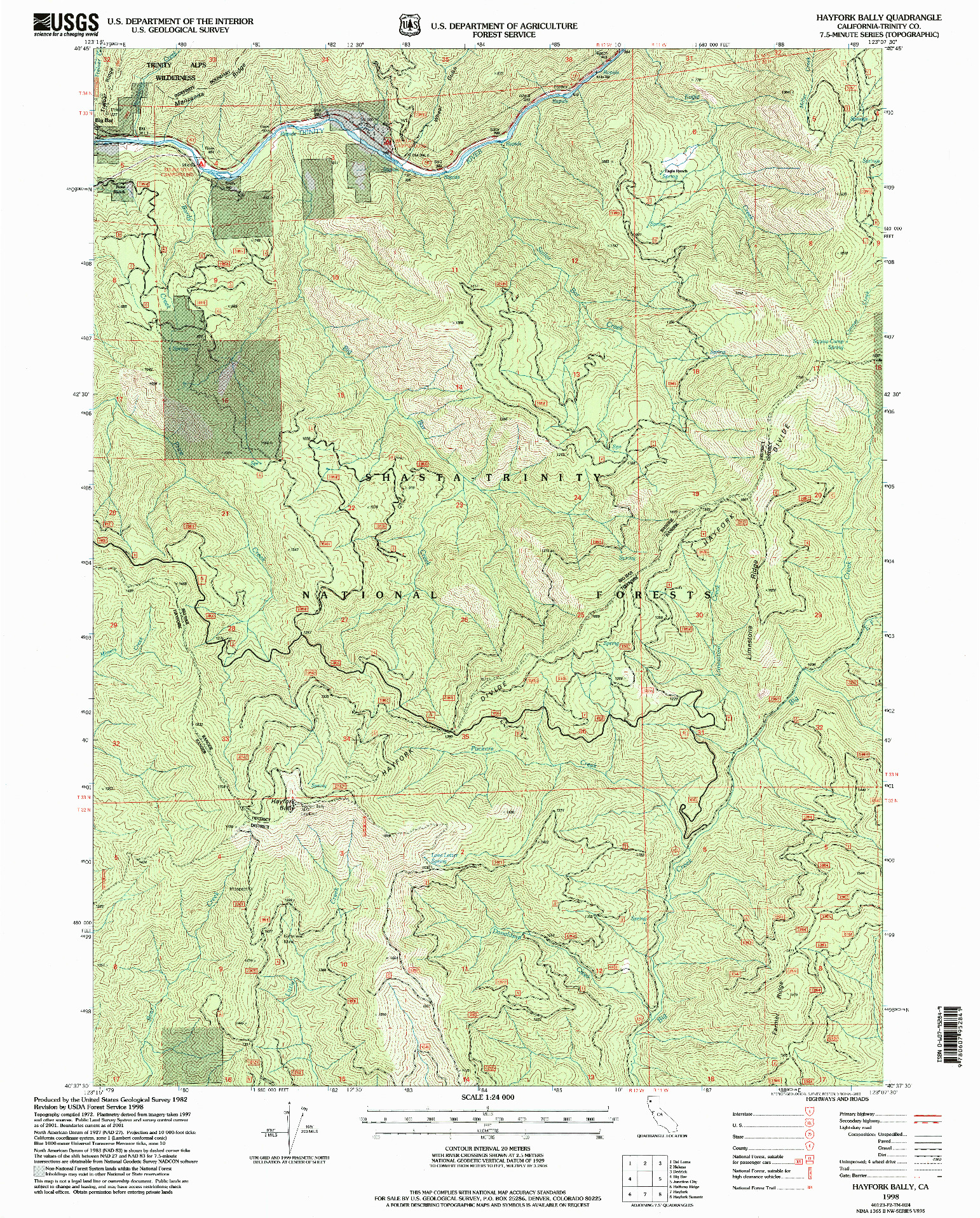 USGS 1:24000-SCALE QUADRANGLE FOR HAYFORK BALLY, CA 1998