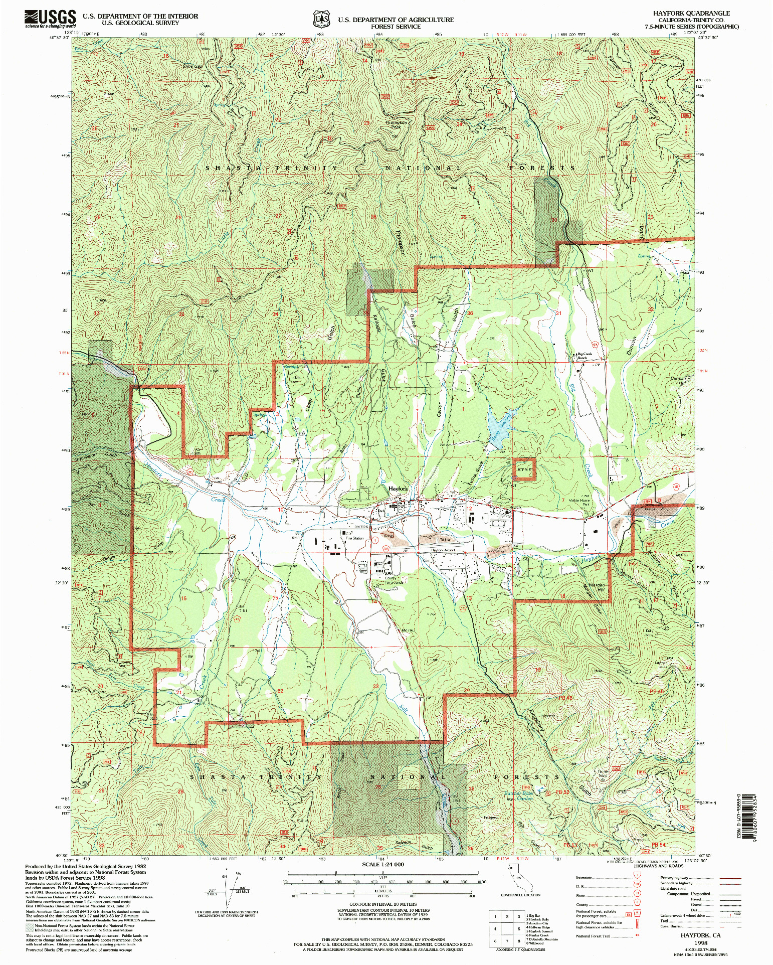 USGS 1:24000-SCALE QUADRANGLE FOR HAYFORK, CA 1998