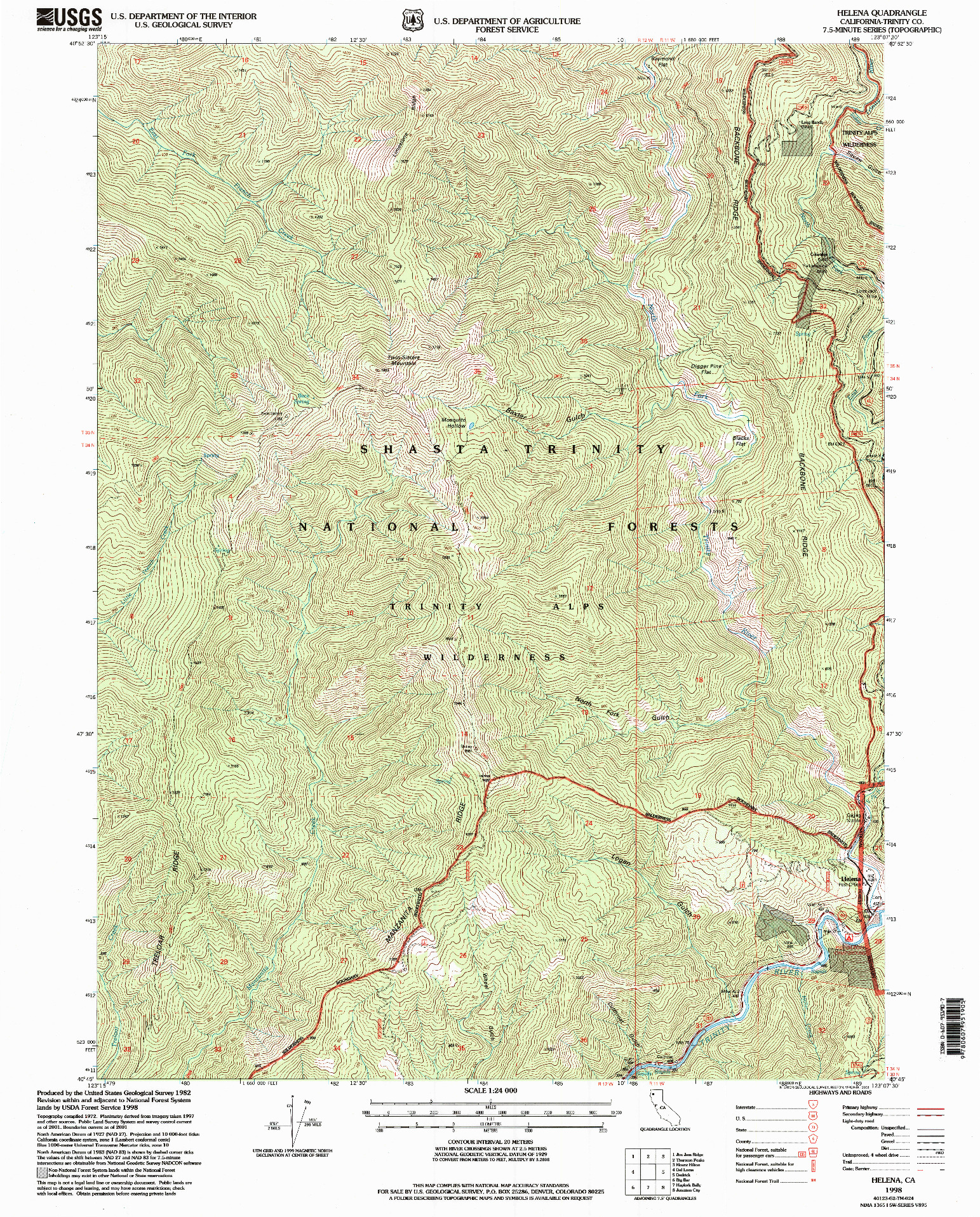 USGS 1:24000-SCALE QUADRANGLE FOR HELENA, CA 1998
