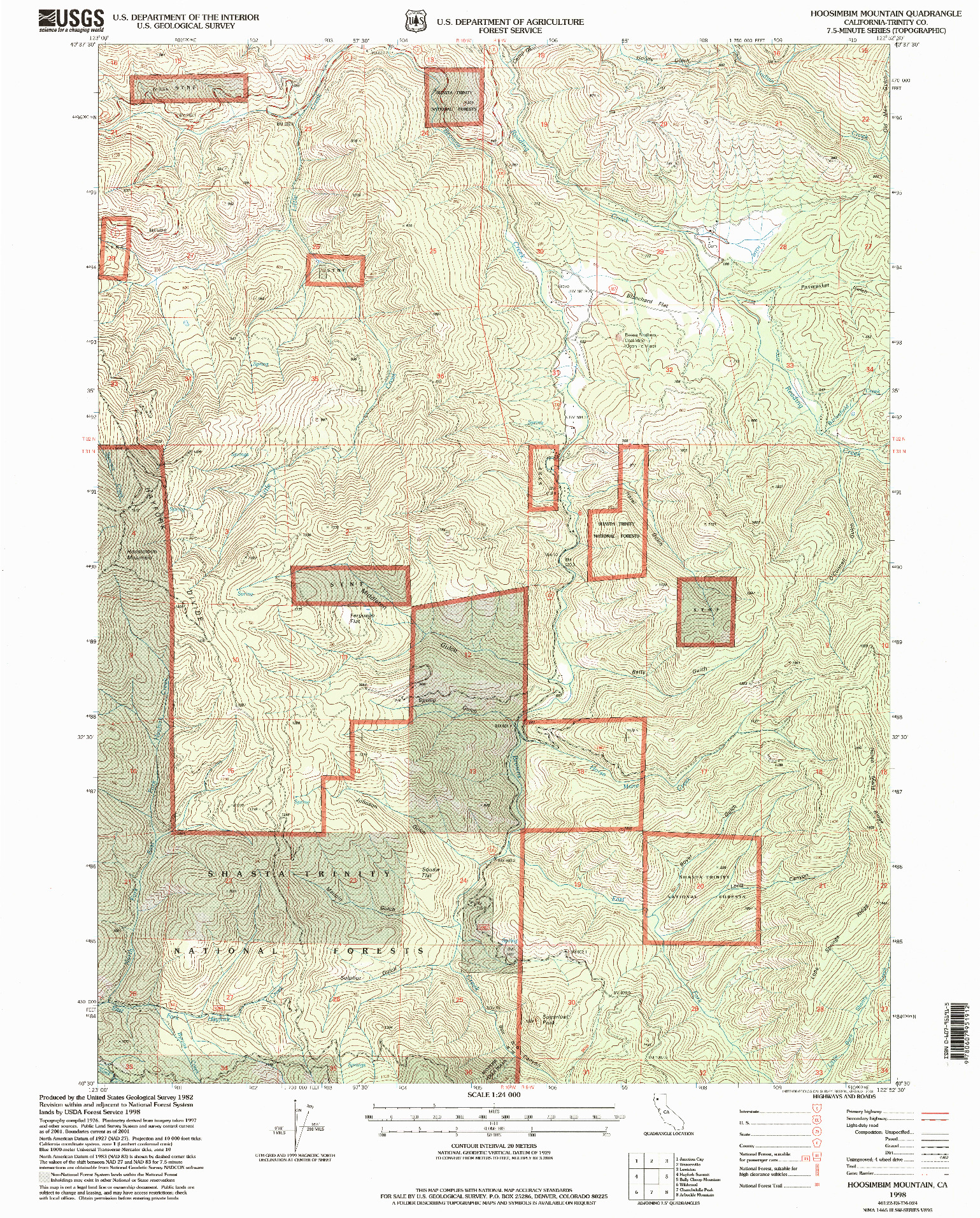 USGS 1:24000-SCALE QUADRANGLE FOR HOOSIMBIM MOUNTAIN, CA 1998