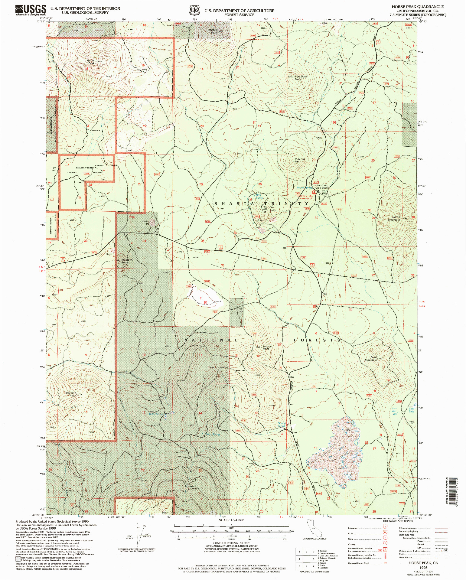 USGS 1:24000-SCALE QUADRANGLE FOR HORSE PEAK, CA 1998