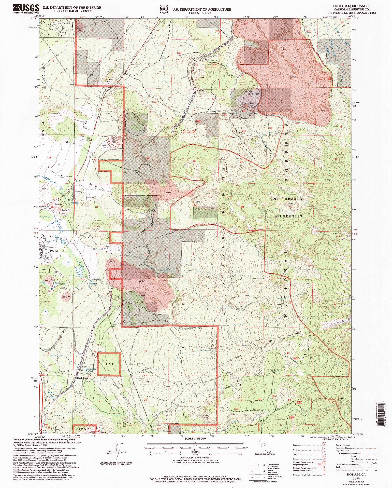 USGS 1:24000-SCALE QUADRANGLE FOR HOTLUM, CA 1998