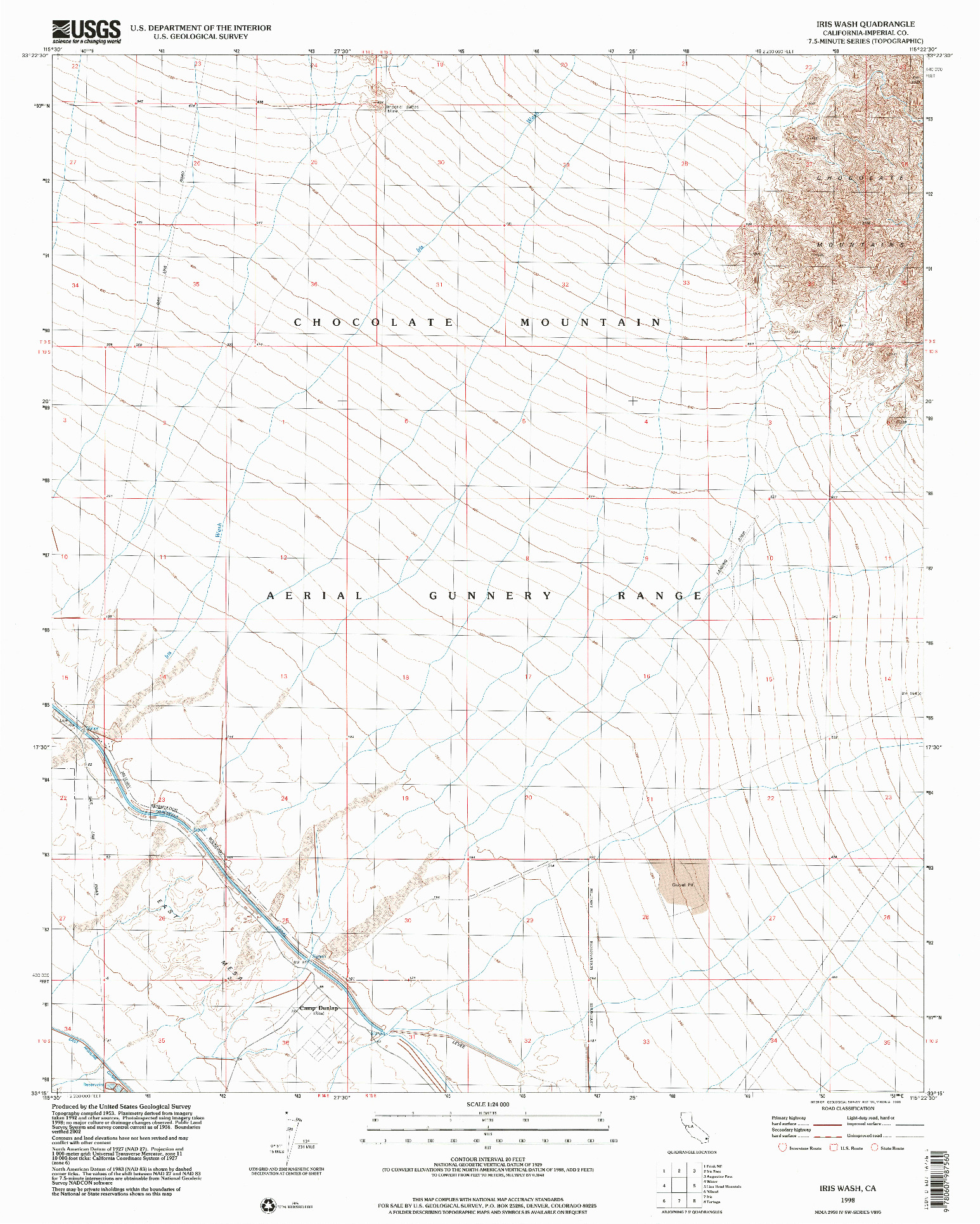 USGS 1:24000-SCALE QUADRANGLE FOR IRIS WASH, CA 1998