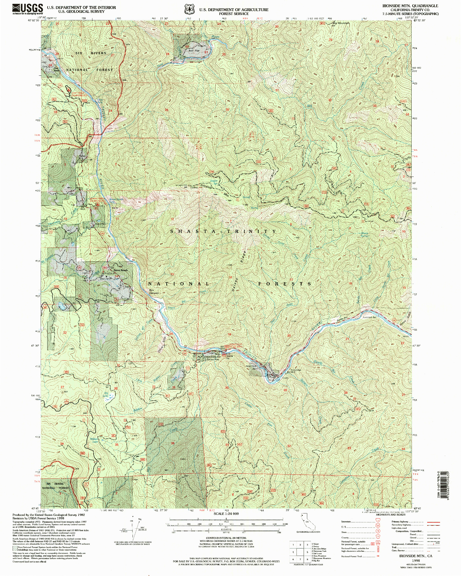 USGS 1:24000-SCALE QUADRANGLE FOR IRONSIDE MTN, CA 1998