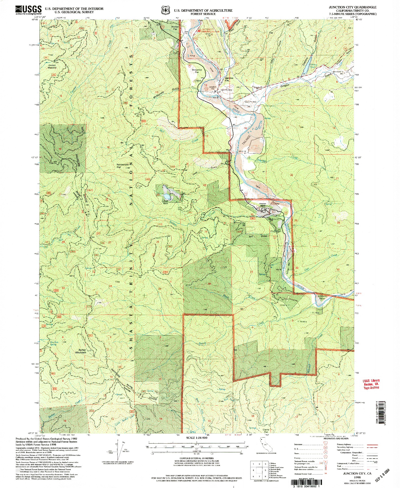 USGS 1:24000-SCALE QUADRANGLE FOR JUNCTION CITY, CA 1998
