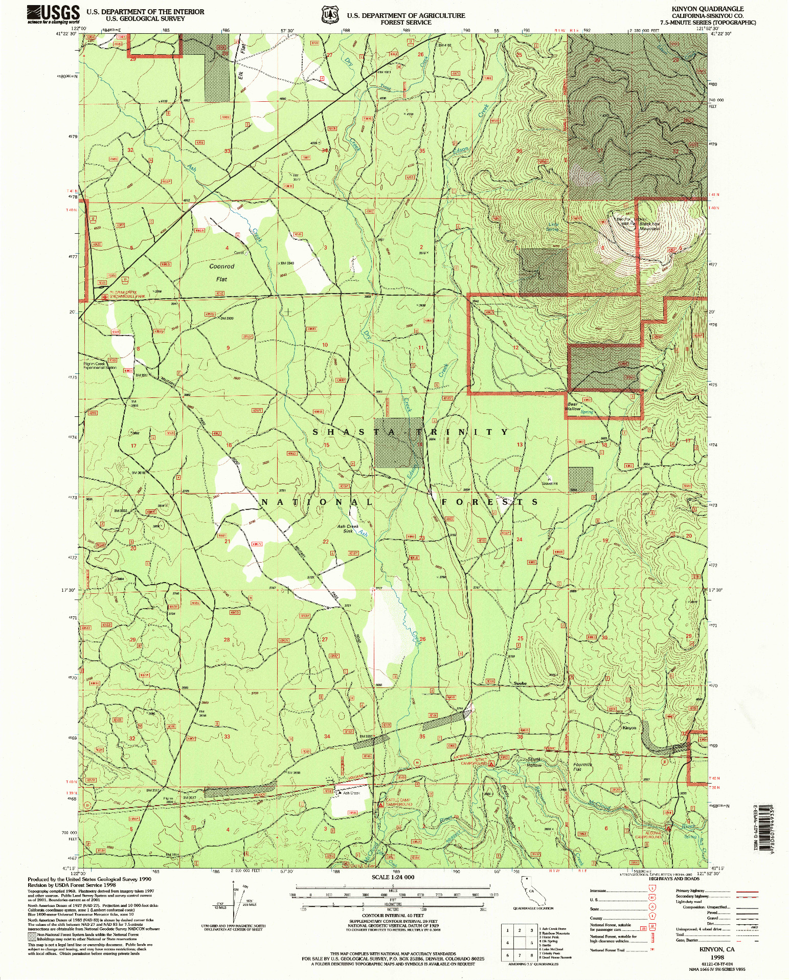 USGS 1:24000-SCALE QUADRANGLE FOR KINYON, CA 1998