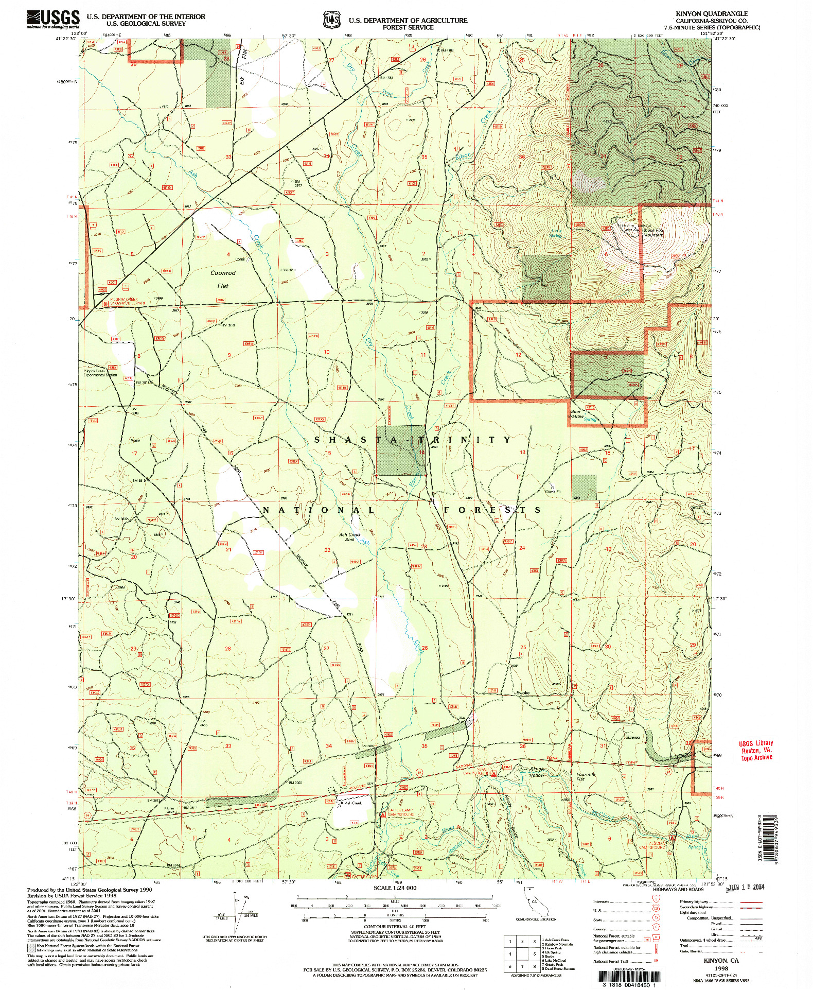 USGS 1:24000-SCALE QUADRANGLE FOR KINYON, CA 1998