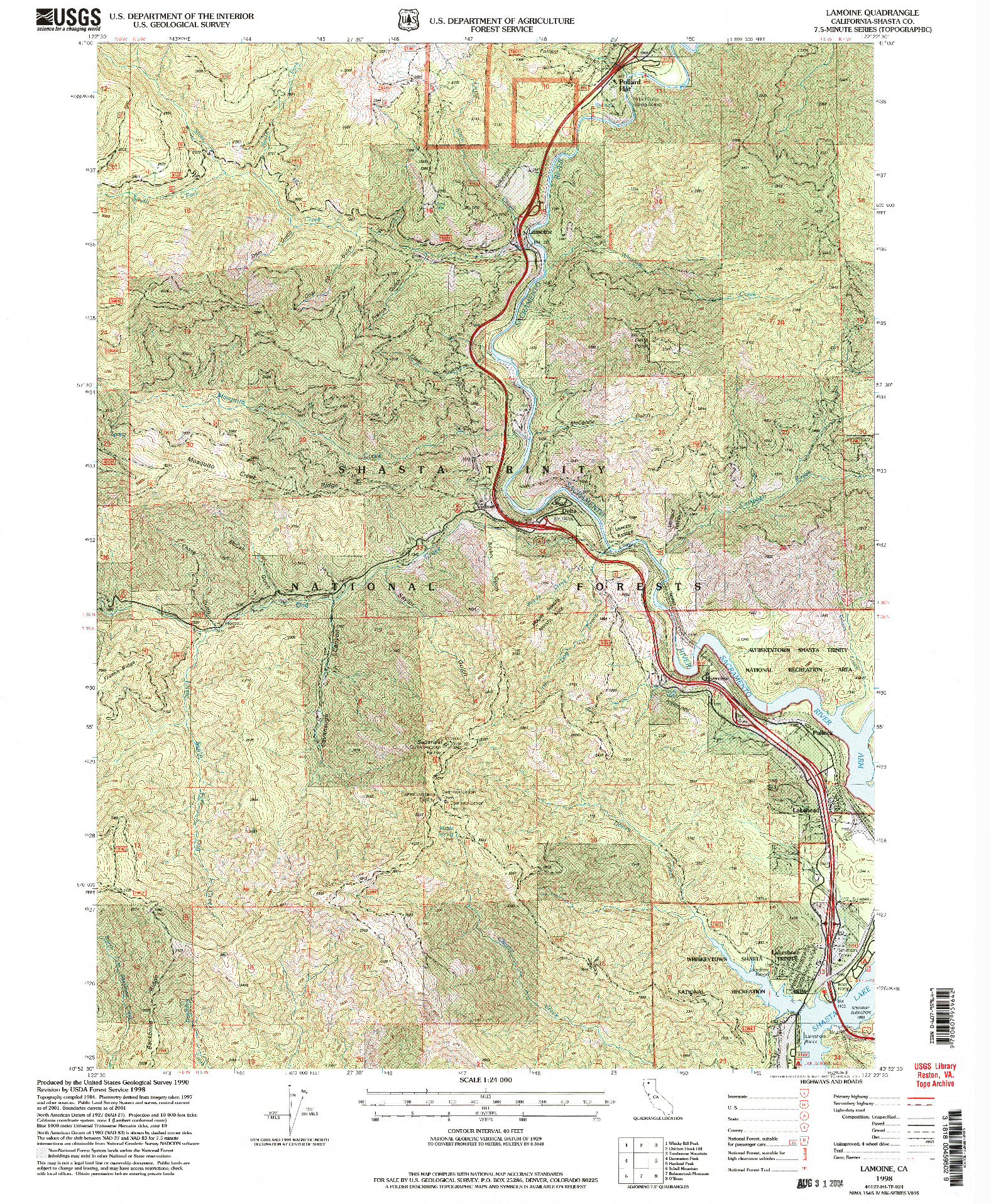 USGS 1:24000-SCALE QUADRANGLE FOR LAMOINE, CA 1998