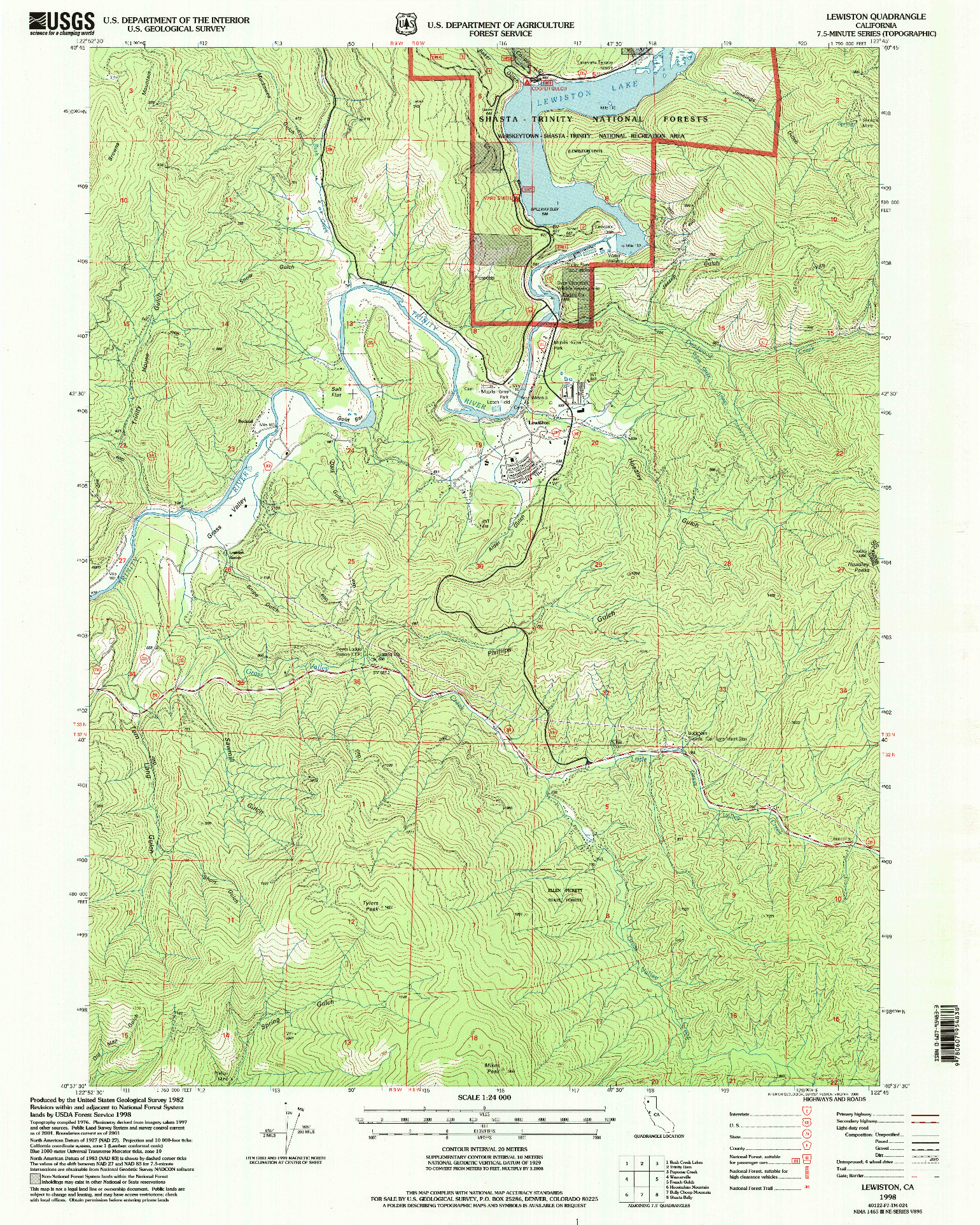 USGS 1:24000-SCALE QUADRANGLE FOR LEWISTON, CA 1998
