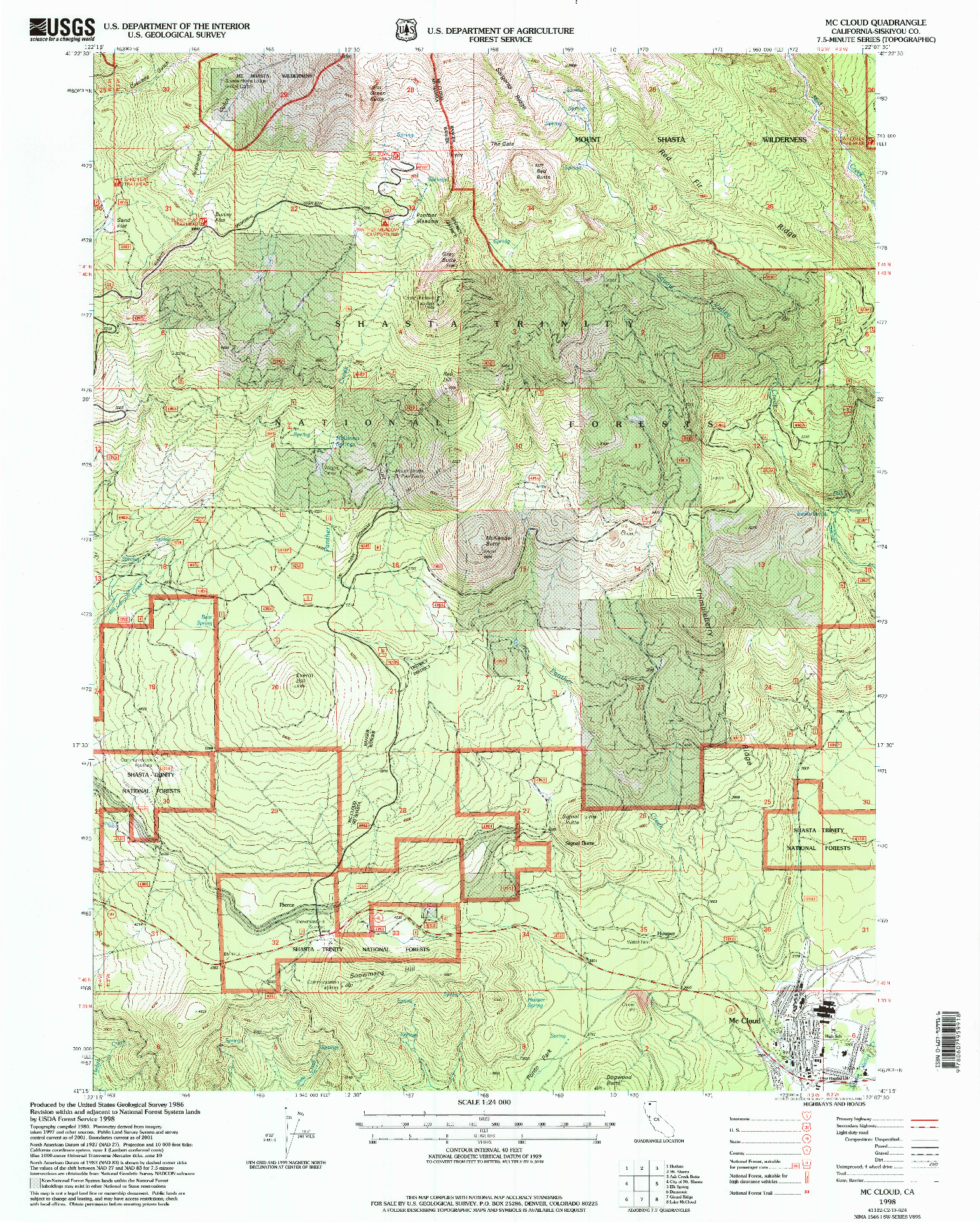 USGS 1:24000-SCALE QUADRANGLE FOR MC CLOUD, CA 1998