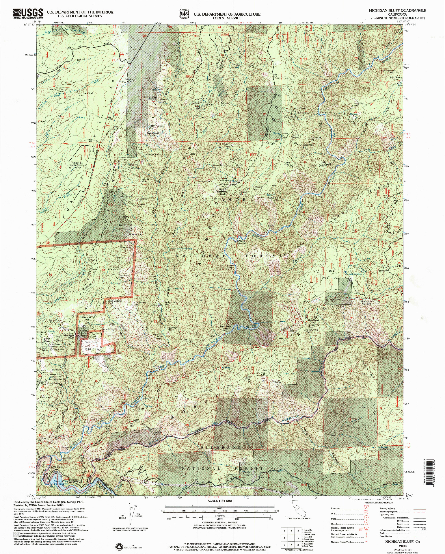 USGS 1:24000-SCALE QUADRANGLE FOR MICHIGAN BLUFF, CA 2000