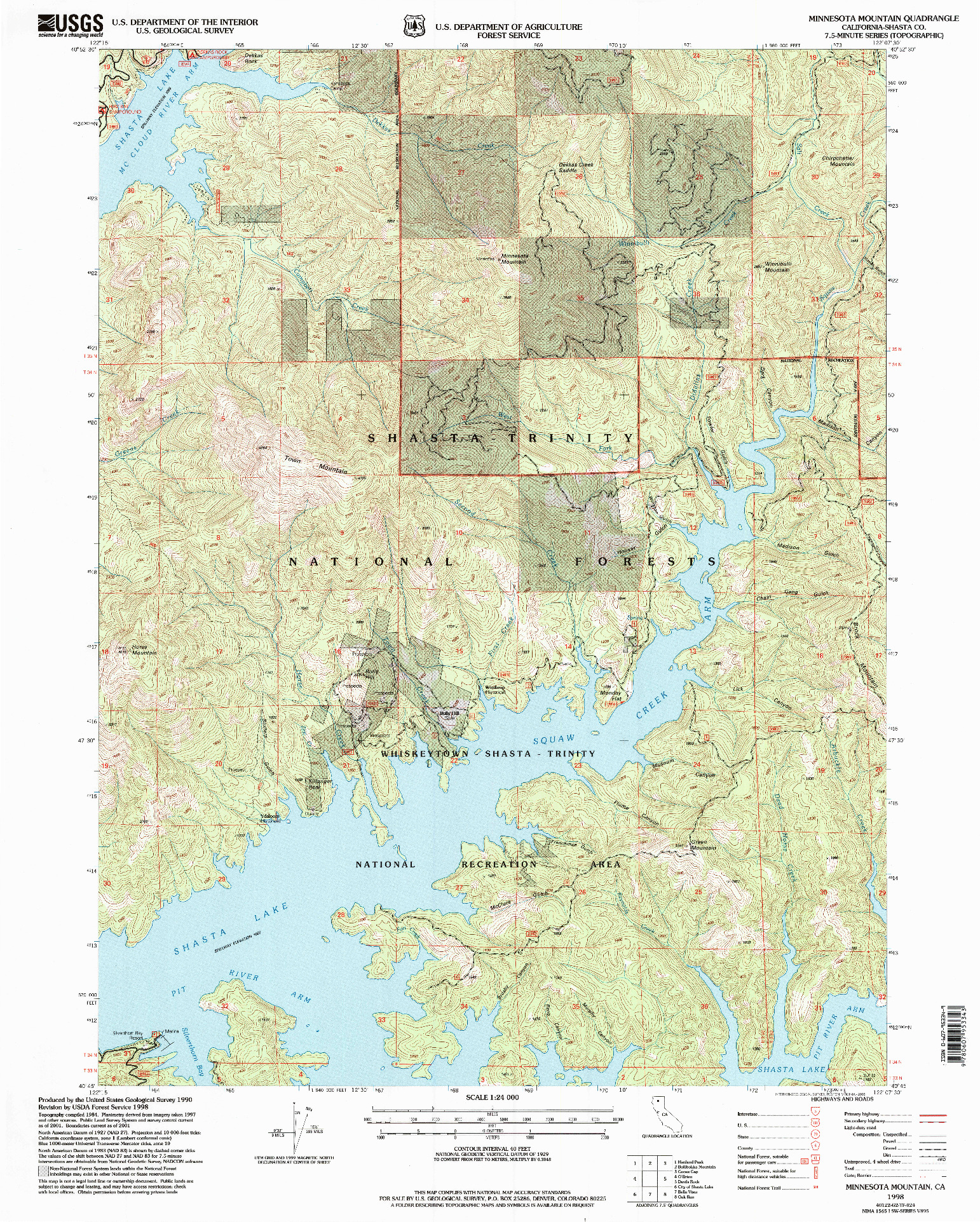USGS 1:24000-SCALE QUADRANGLE FOR MINNESOTA MOUNTAIN, CA 1998
