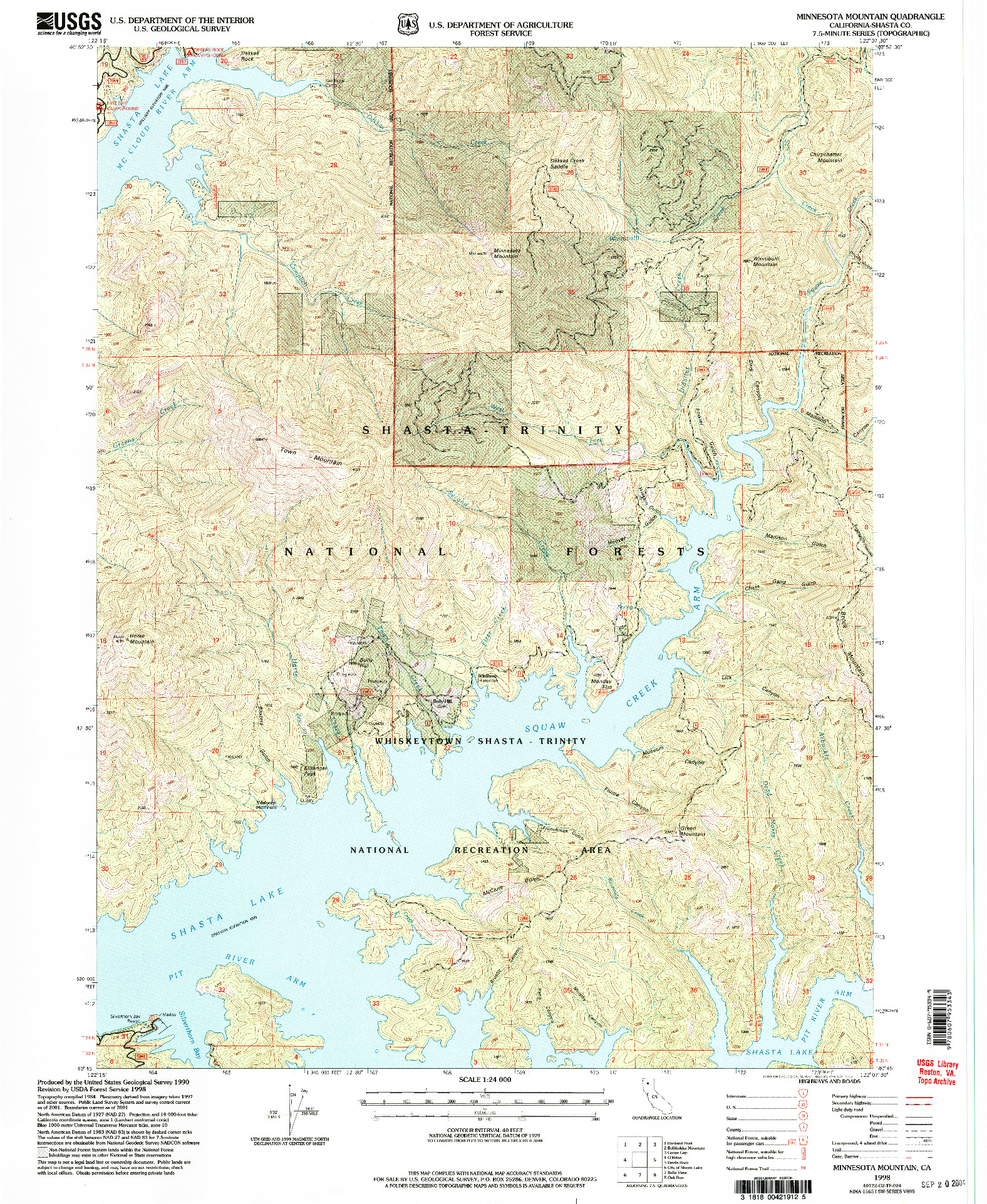 USGS 1:24000-SCALE QUADRANGLE FOR MINNESOTA MOUNTAIN, CA 1998