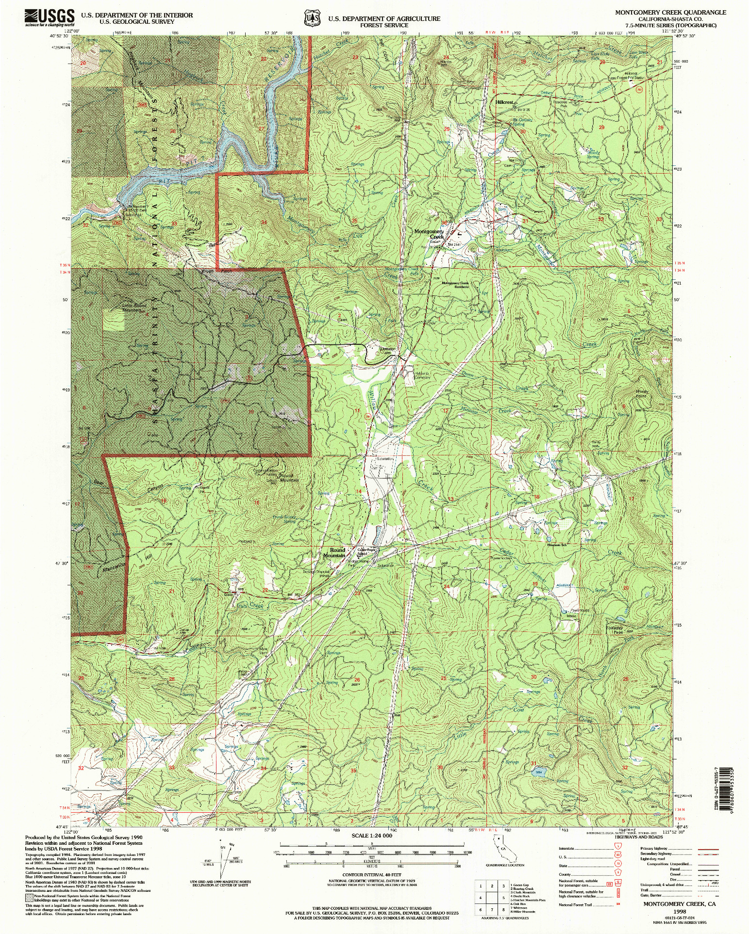 USGS 1:24000-SCALE QUADRANGLE FOR MONTGOMERY CREEK, CA 1998