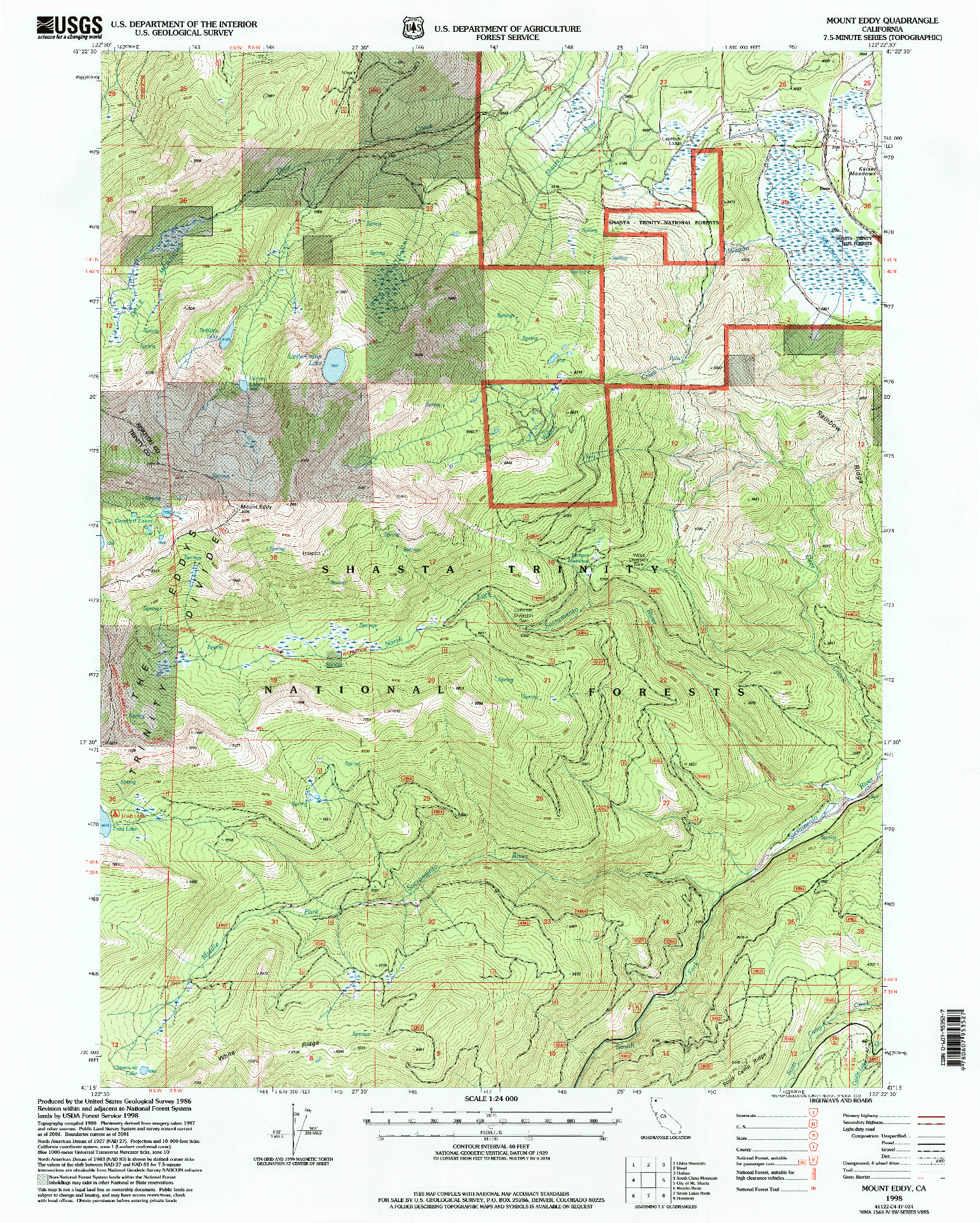 USGS 1:24000-SCALE QUADRANGLE FOR MOUNT EDDY, CA 1998