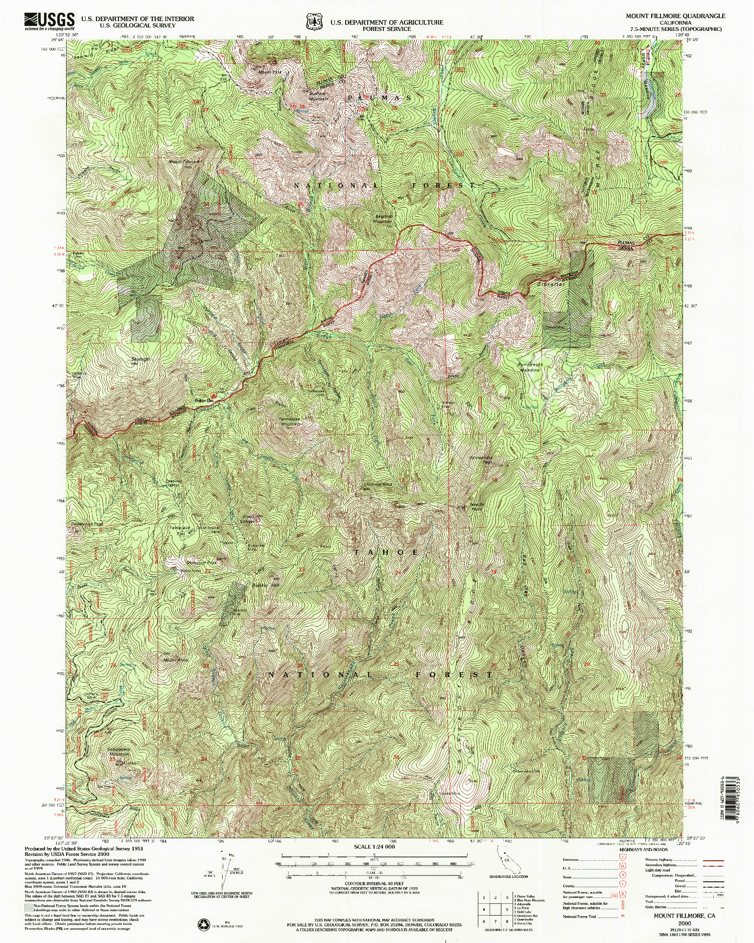 USGS 1:24000-SCALE QUADRANGLE FOR MOUNT FILLMORE, CA 2000