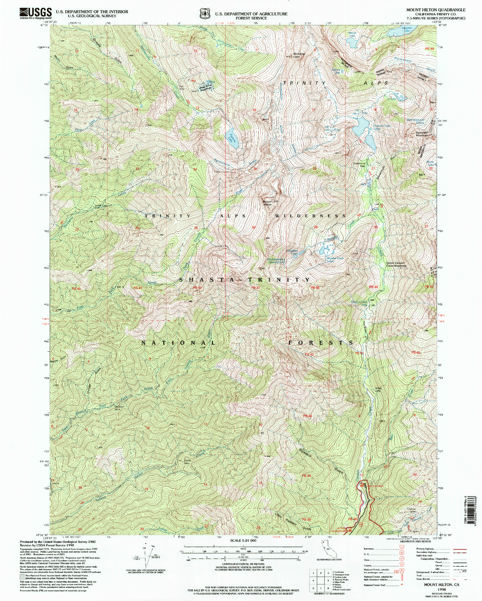 USGS 1:24000-SCALE QUADRANGLE FOR MOUNT HILTON, CA 1998