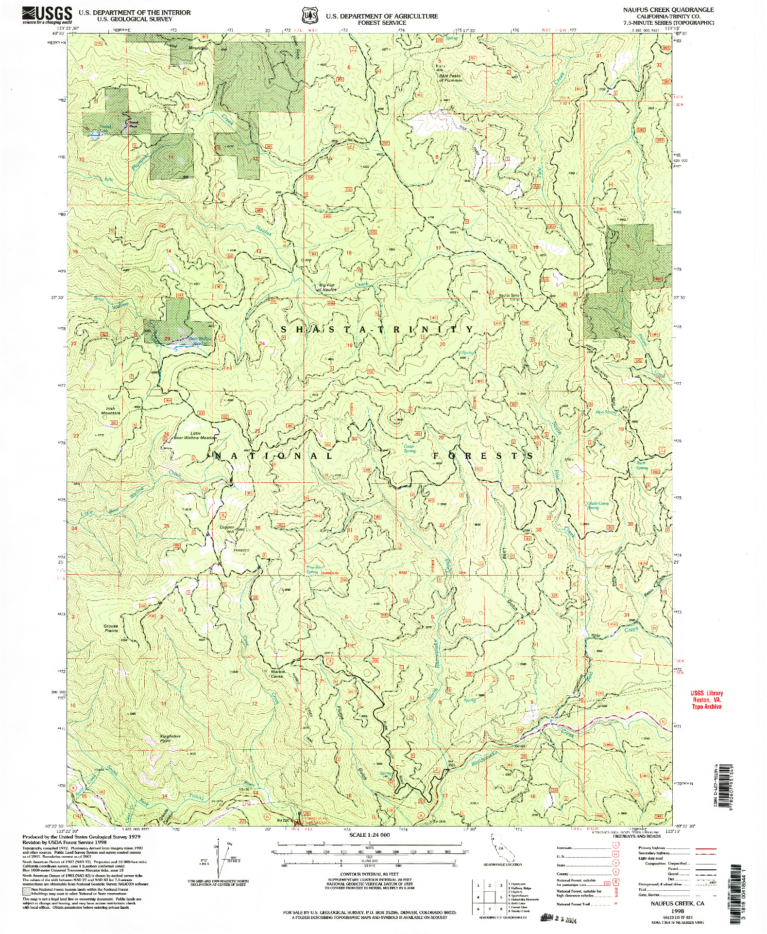 USGS 1:24000-SCALE QUADRANGLE FOR NAUFUS CREEK, CA 1998