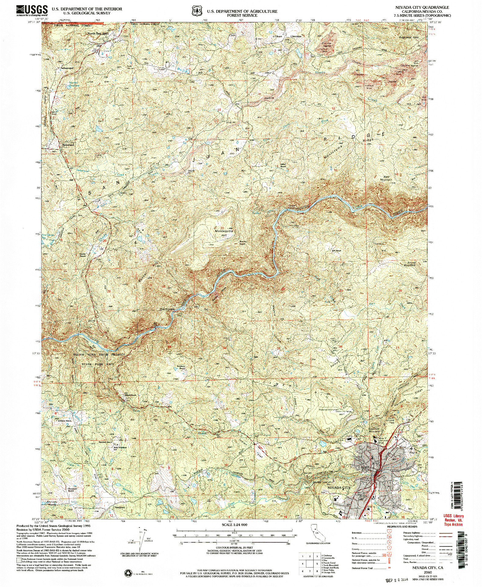 USGS 1:24000-SCALE QUADRANGLE FOR NEVADA CITY, CA 2000