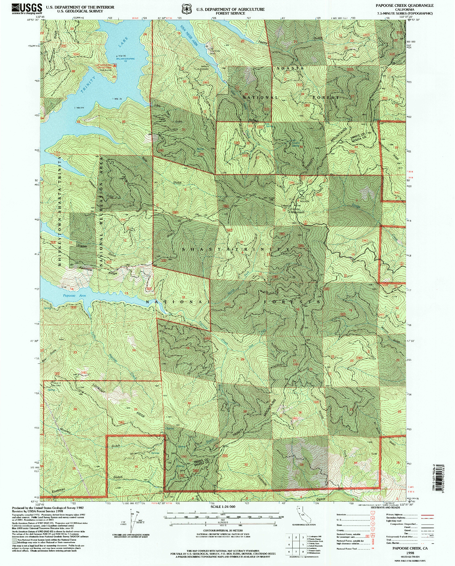 USGS 1:24000-SCALE QUADRANGLE FOR PAPOOSE CREEK, CA 1998