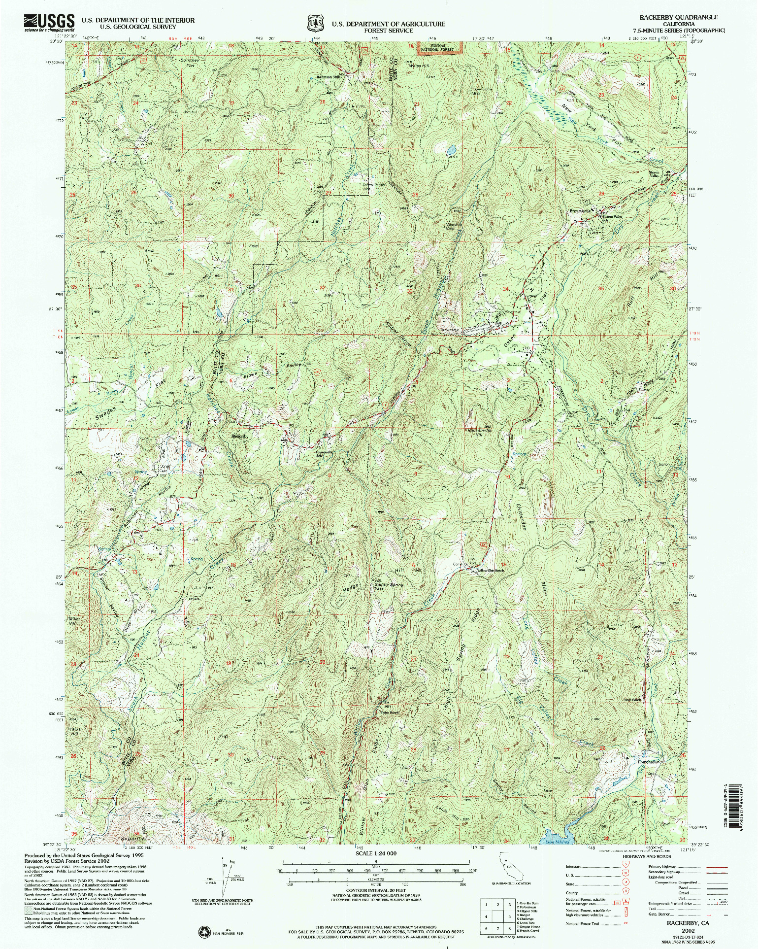 USGS 1:24000-SCALE QUADRANGLE FOR RACKERBY, CA 2002