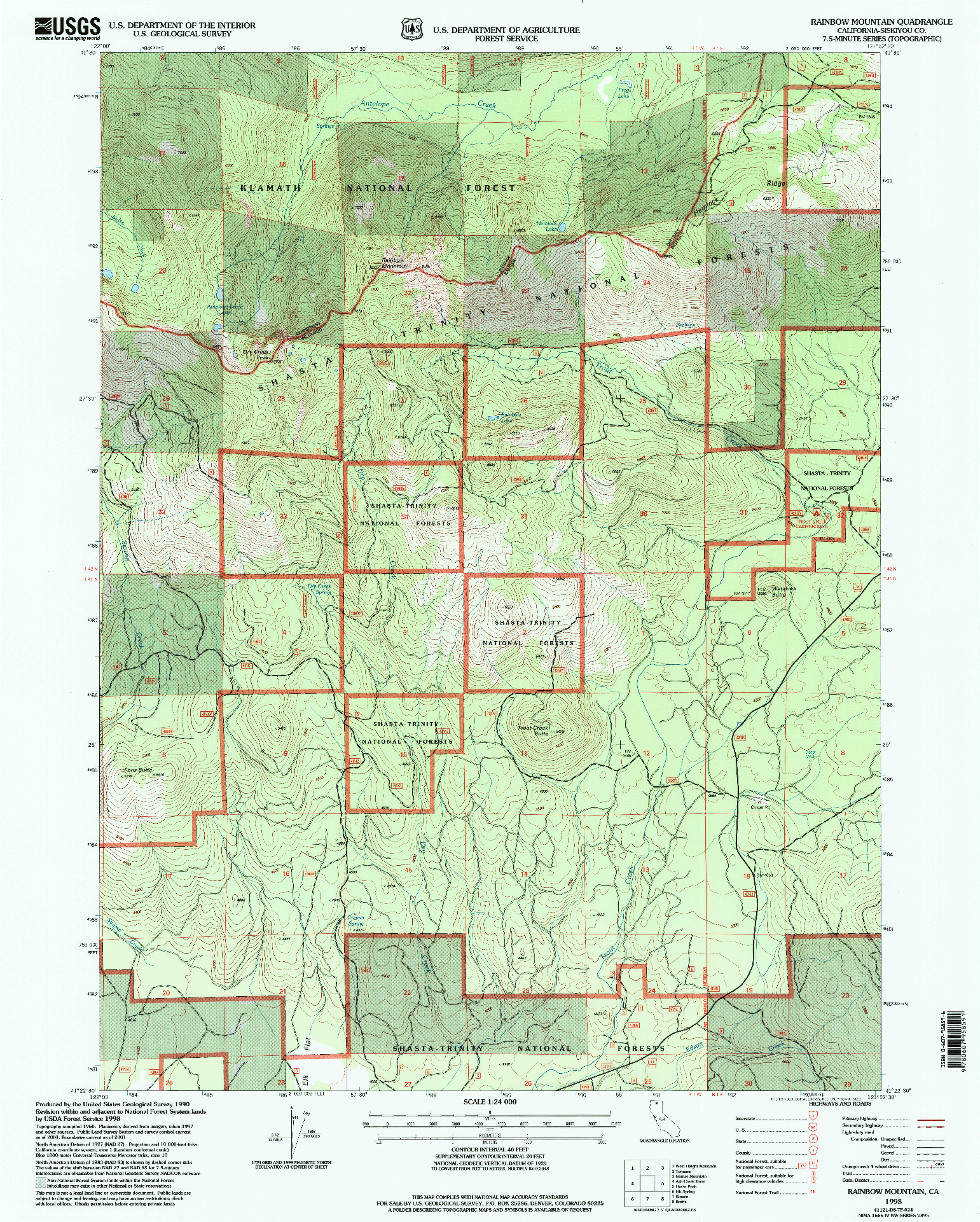 USGS 1:24000-SCALE QUADRANGLE FOR RAINBOW MOUNTAIN, CA 1998