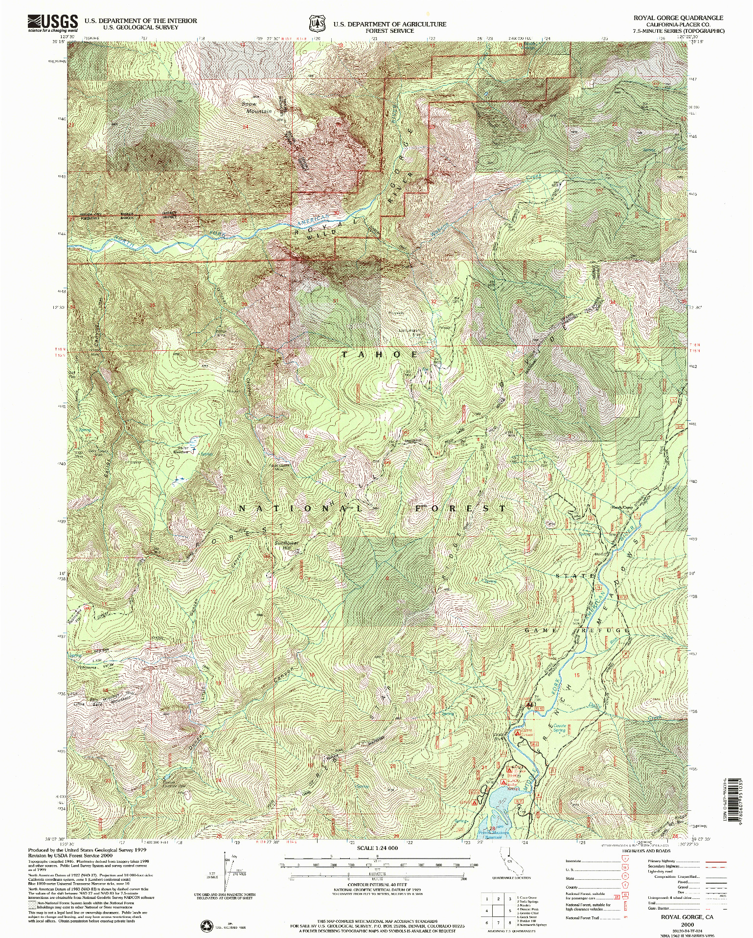 USGS 1:24000-SCALE QUADRANGLE FOR ROYAL GORGE, CA 2000