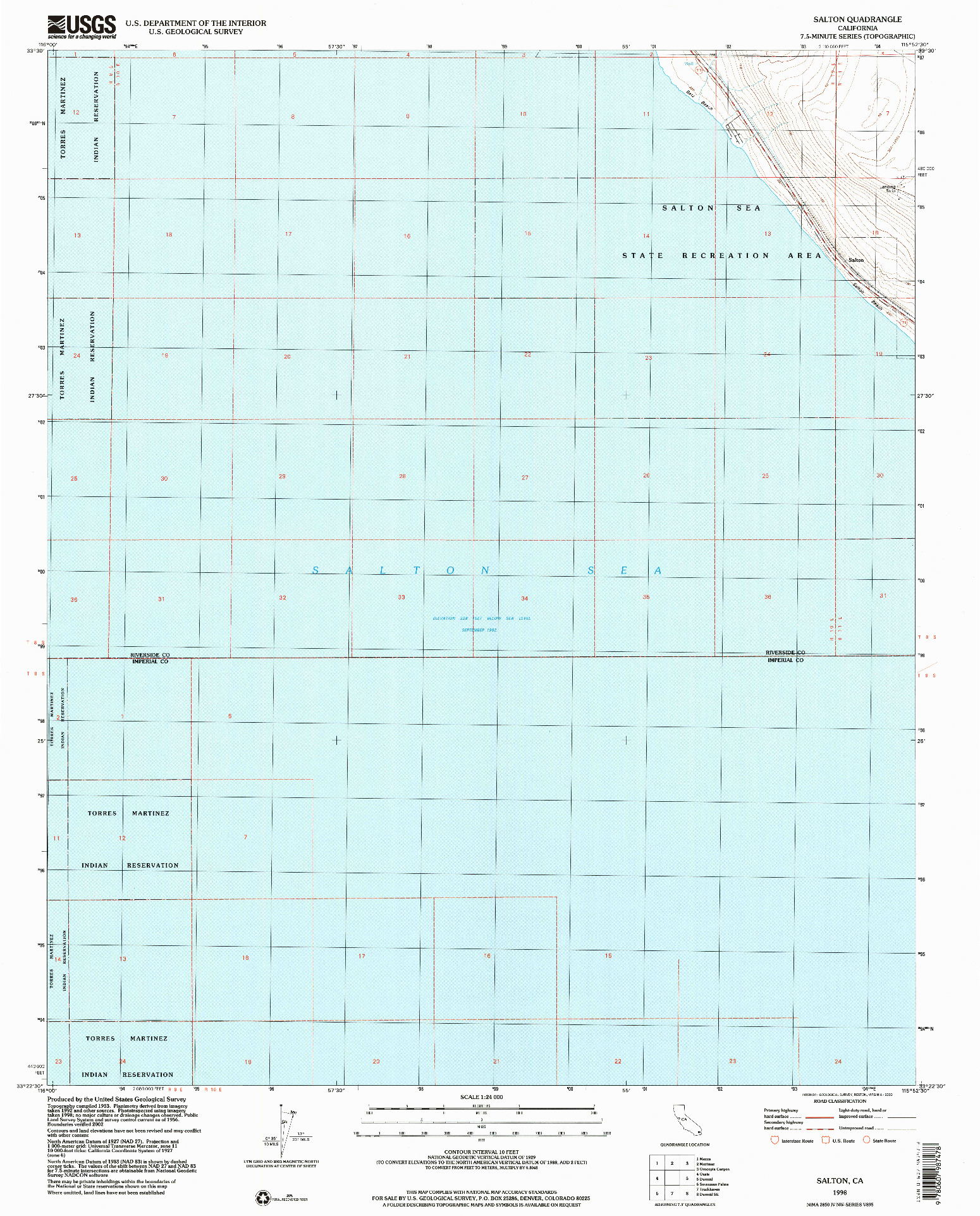 USGS 1:24000-SCALE QUADRANGLE FOR SALTON, CA 1998