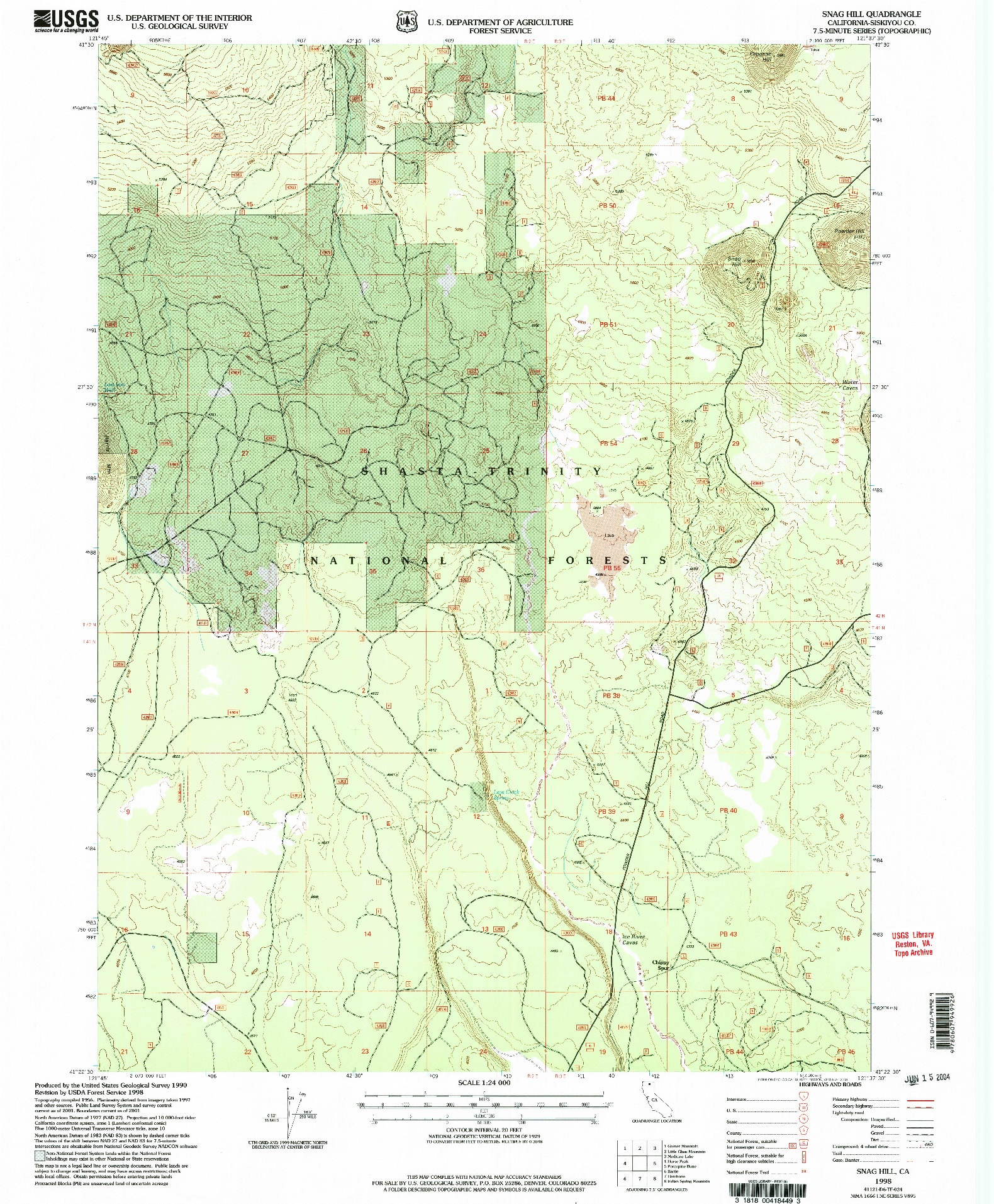 USGS 1:24000-SCALE QUADRANGLE FOR SNAG HILL, CA 1998