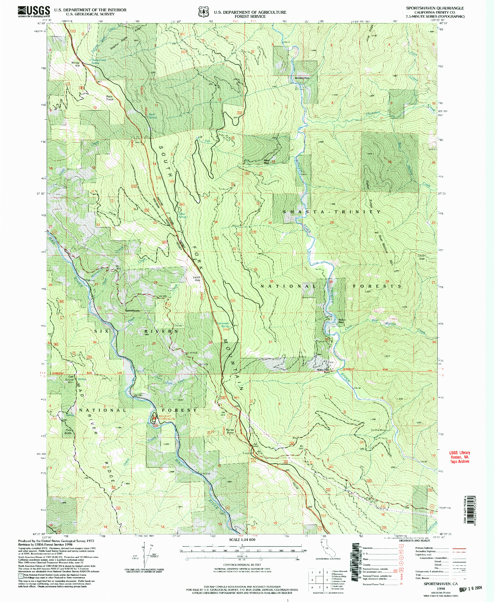 USGS 1:24000-SCALE QUADRANGLE FOR SPORTSHAVEN, CA 1998