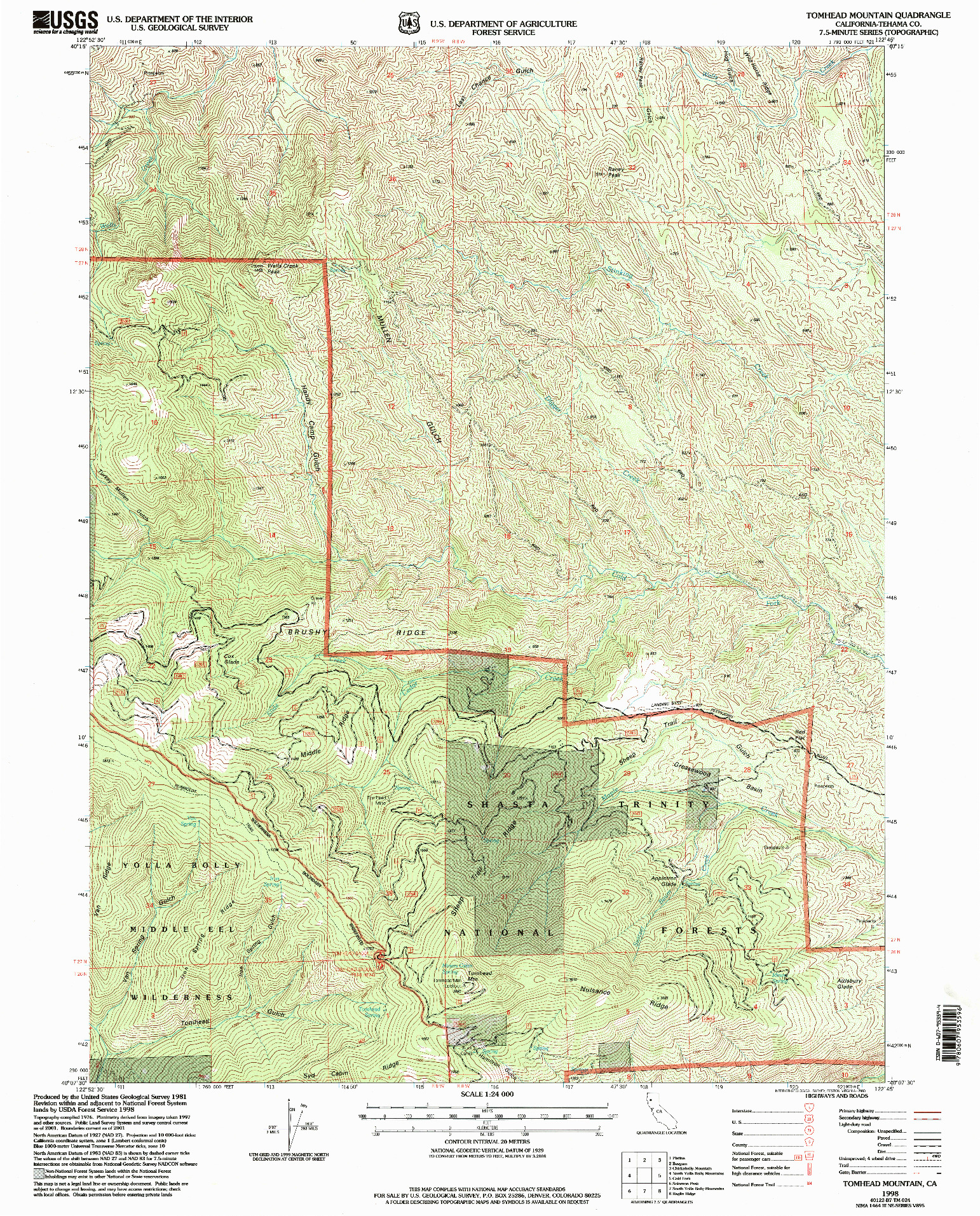 USGS 1:24000-SCALE QUADRANGLE FOR TOMHEAD MOUNTAIN, CA 1998