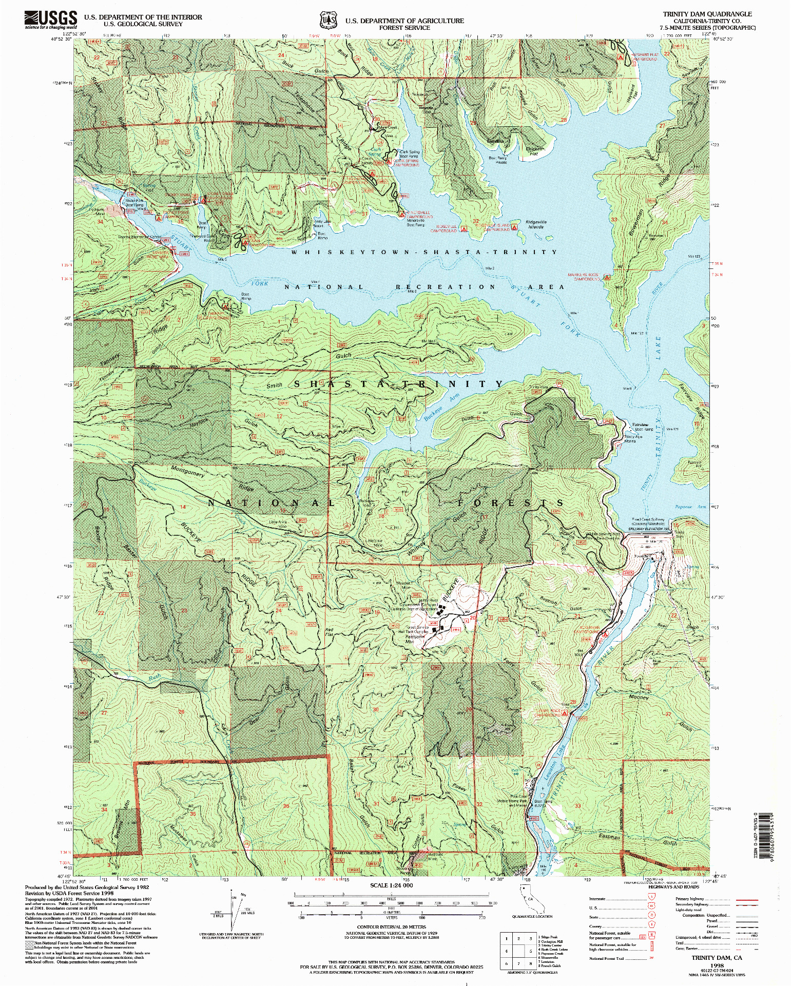 USGS 1:24000-SCALE QUADRANGLE FOR TRINITY DAM, CA 1998