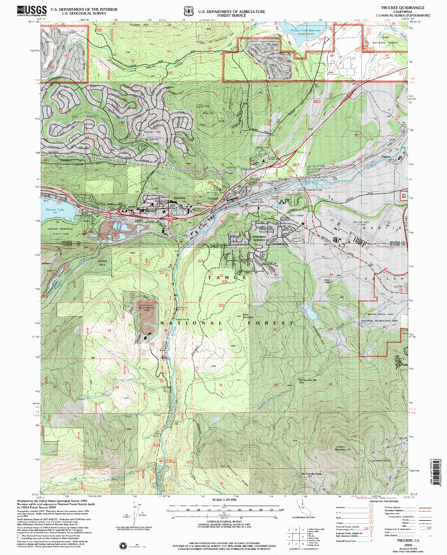 USGS 1:24000-SCALE QUADRANGLE FOR TRUCKEE, CA 2000
