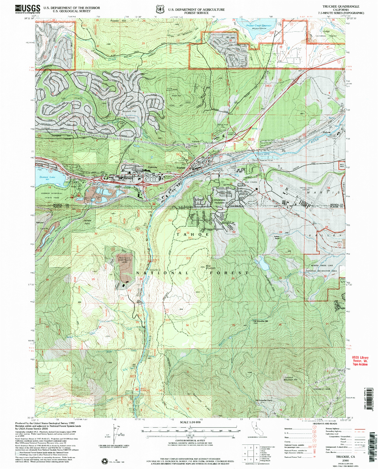 USGS 1:24000-SCALE QUADRANGLE FOR TRUCKEE, CA 2000