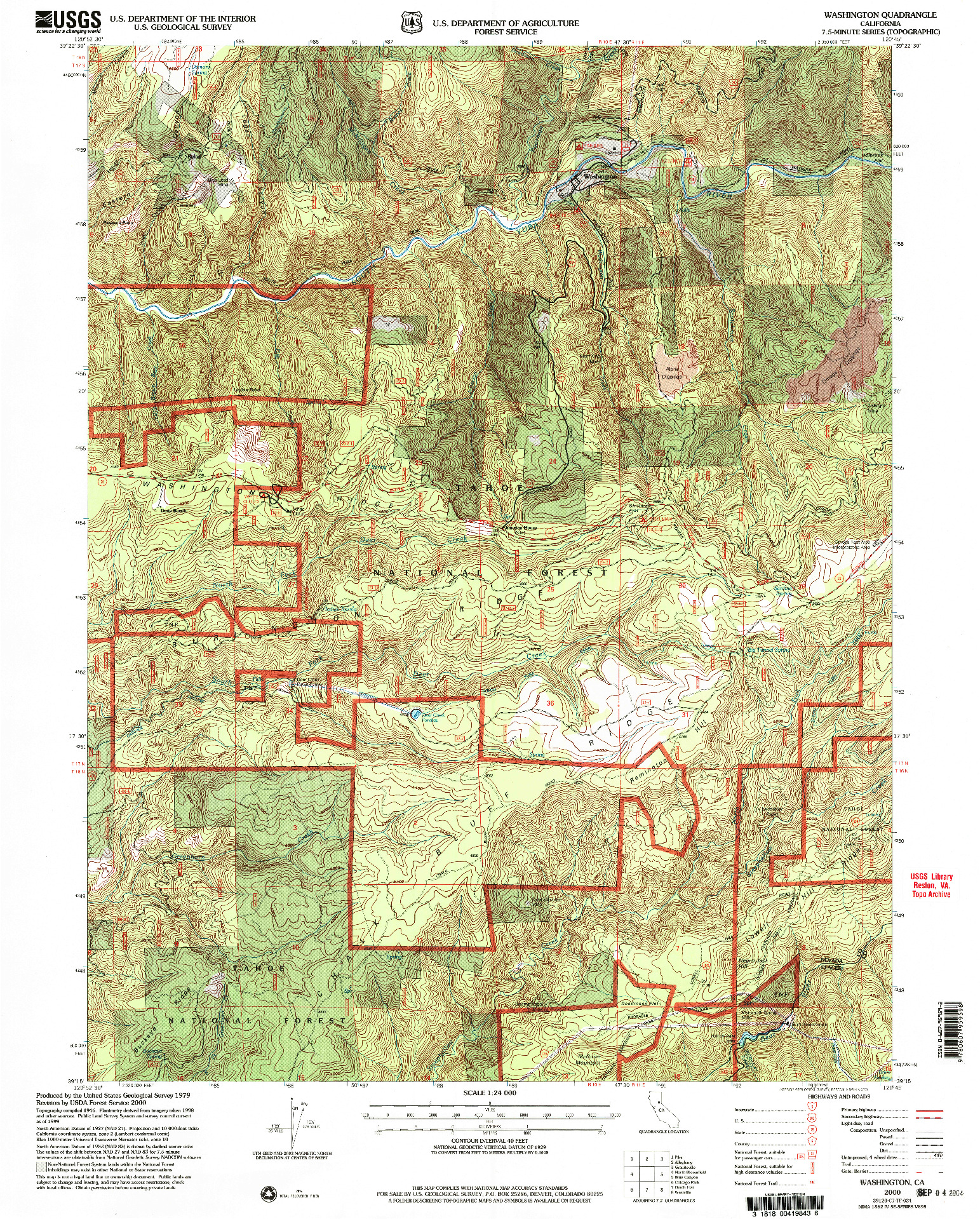 USGS 1:24000-SCALE QUADRANGLE FOR WASHINGTON, CA 2000