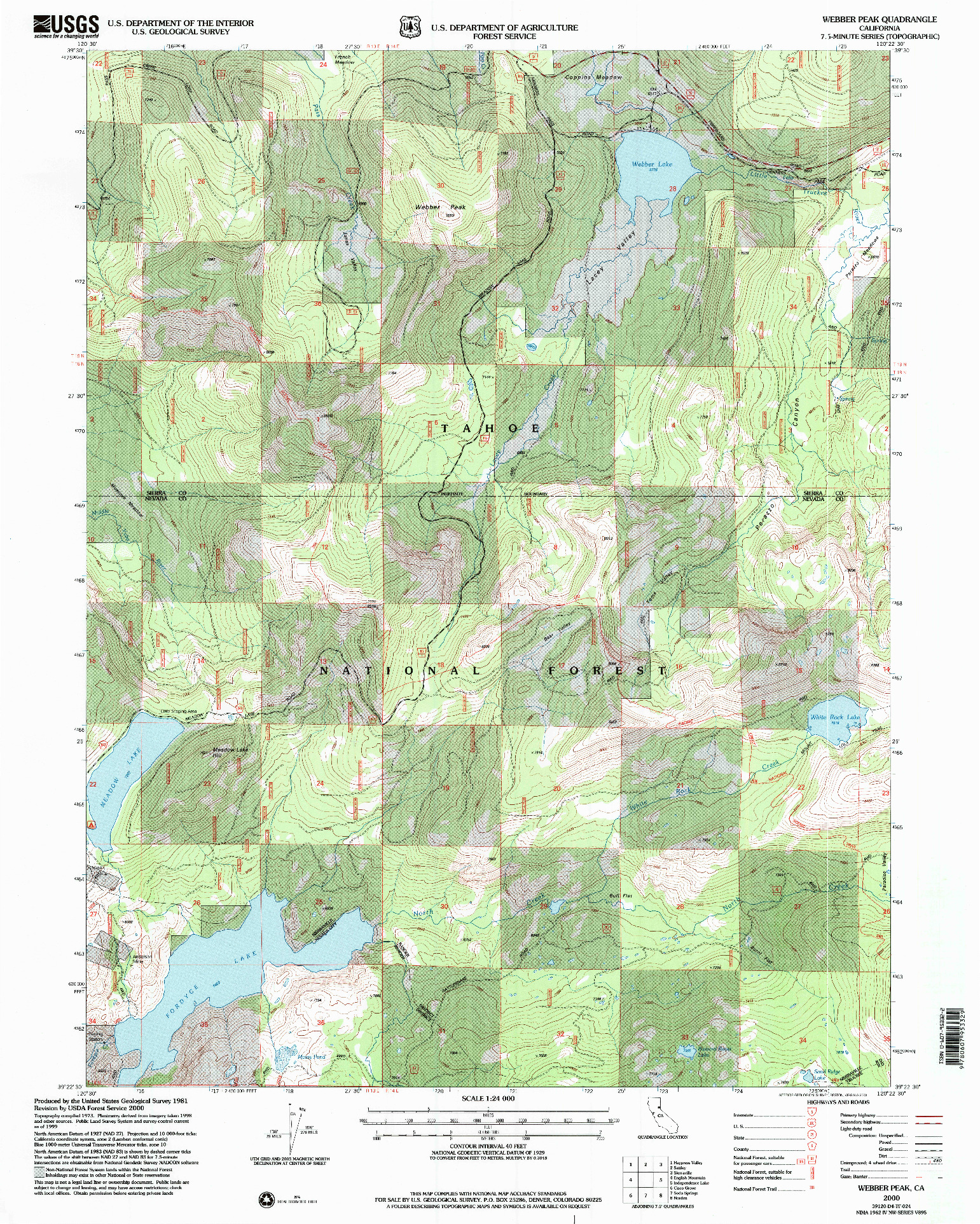 USGS 1:24000-SCALE QUADRANGLE FOR WEBBER PEAK, CA 2000