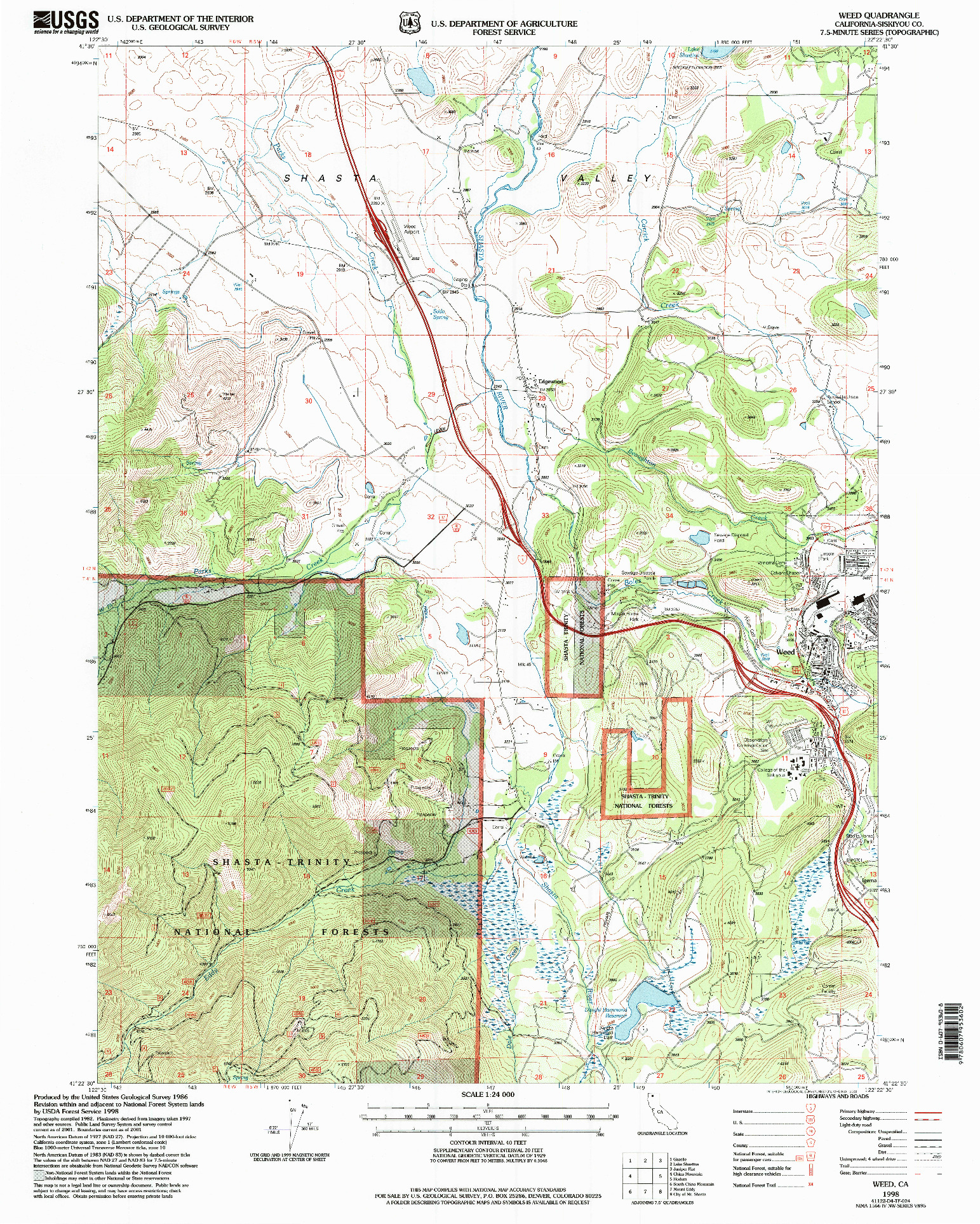 USGS 1:24000-SCALE QUADRANGLE FOR WEED, CA 1998