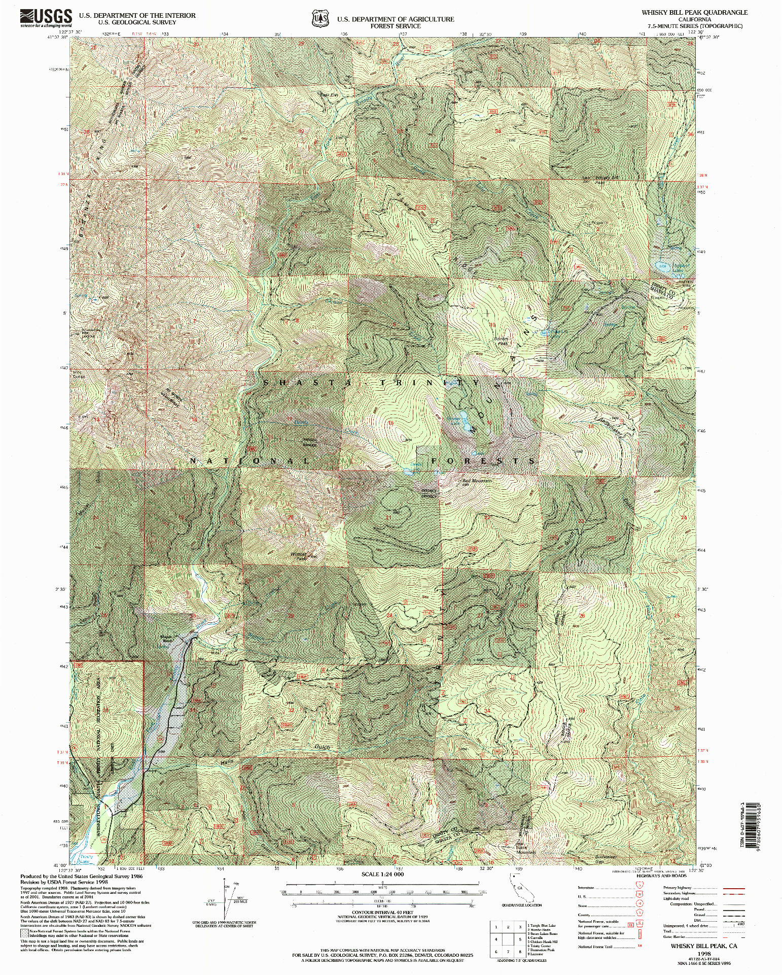 USGS 1:24000-SCALE QUADRANGLE FOR WHISKY BILL PEAK, CA 1998