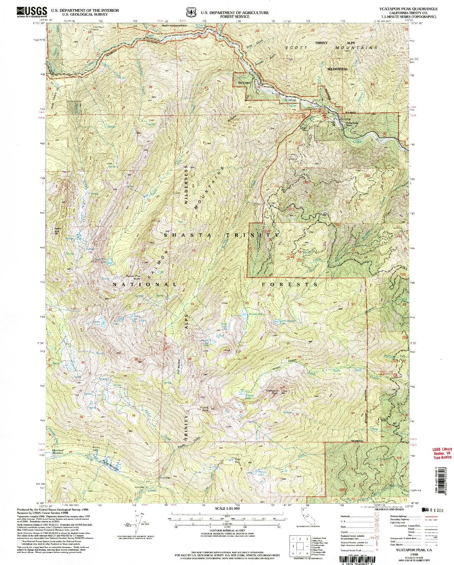 USGS 1:24000-SCALE QUADRANGLE FOR YCATAPOM PEAK, CA 1998