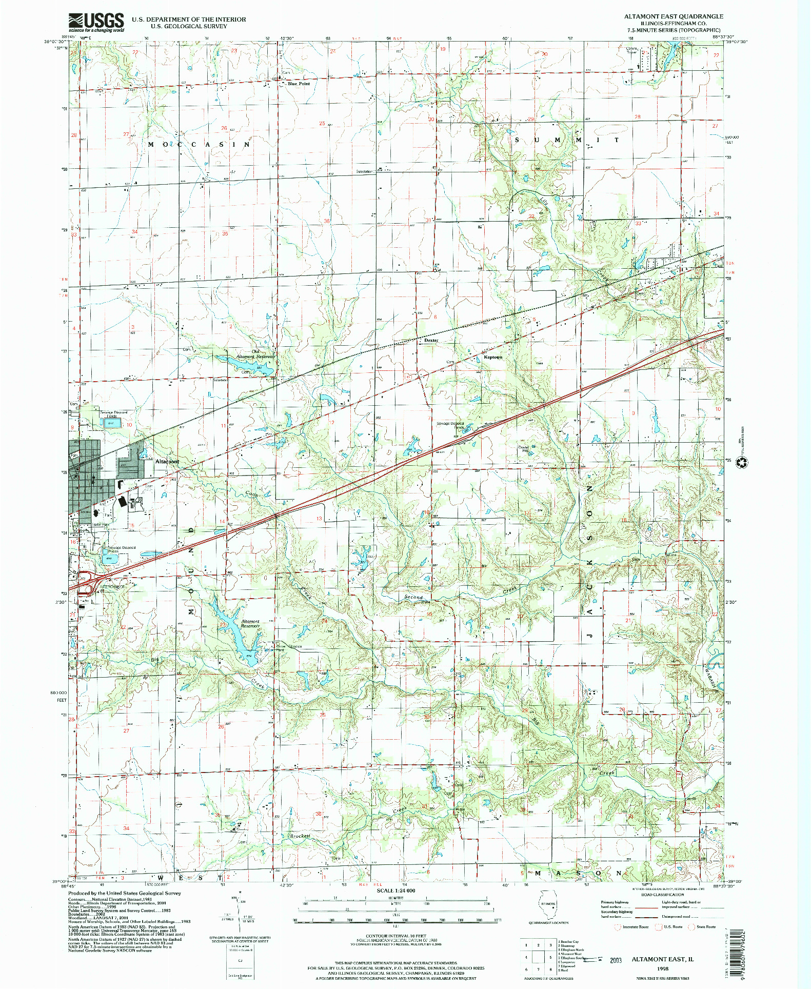 USGS 1:24000-SCALE QUADRANGLE FOR ALTAMONT EAST, IL 1998