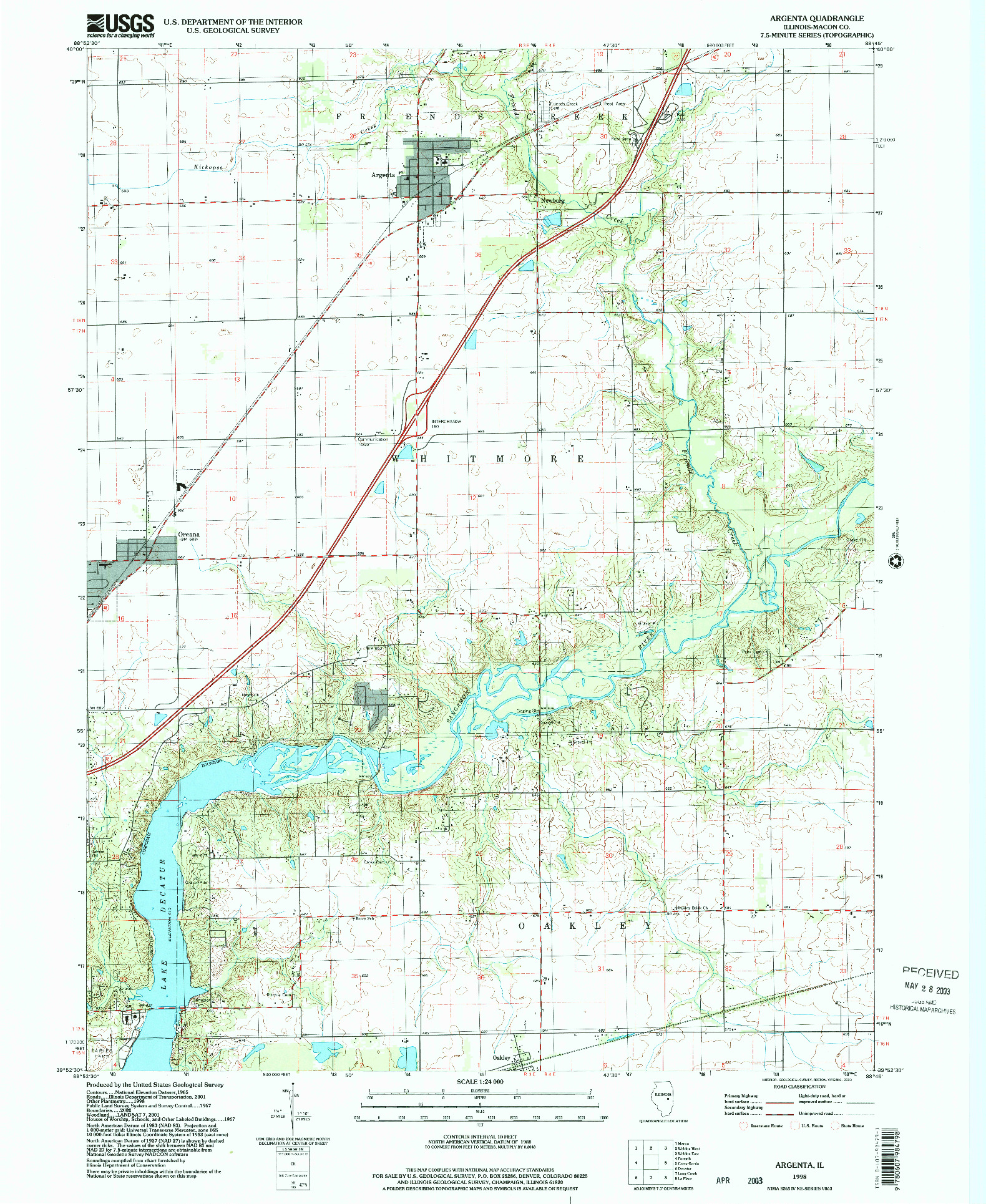 USGS 1:24000-SCALE QUADRANGLE FOR ARGENTA, IL 1998
