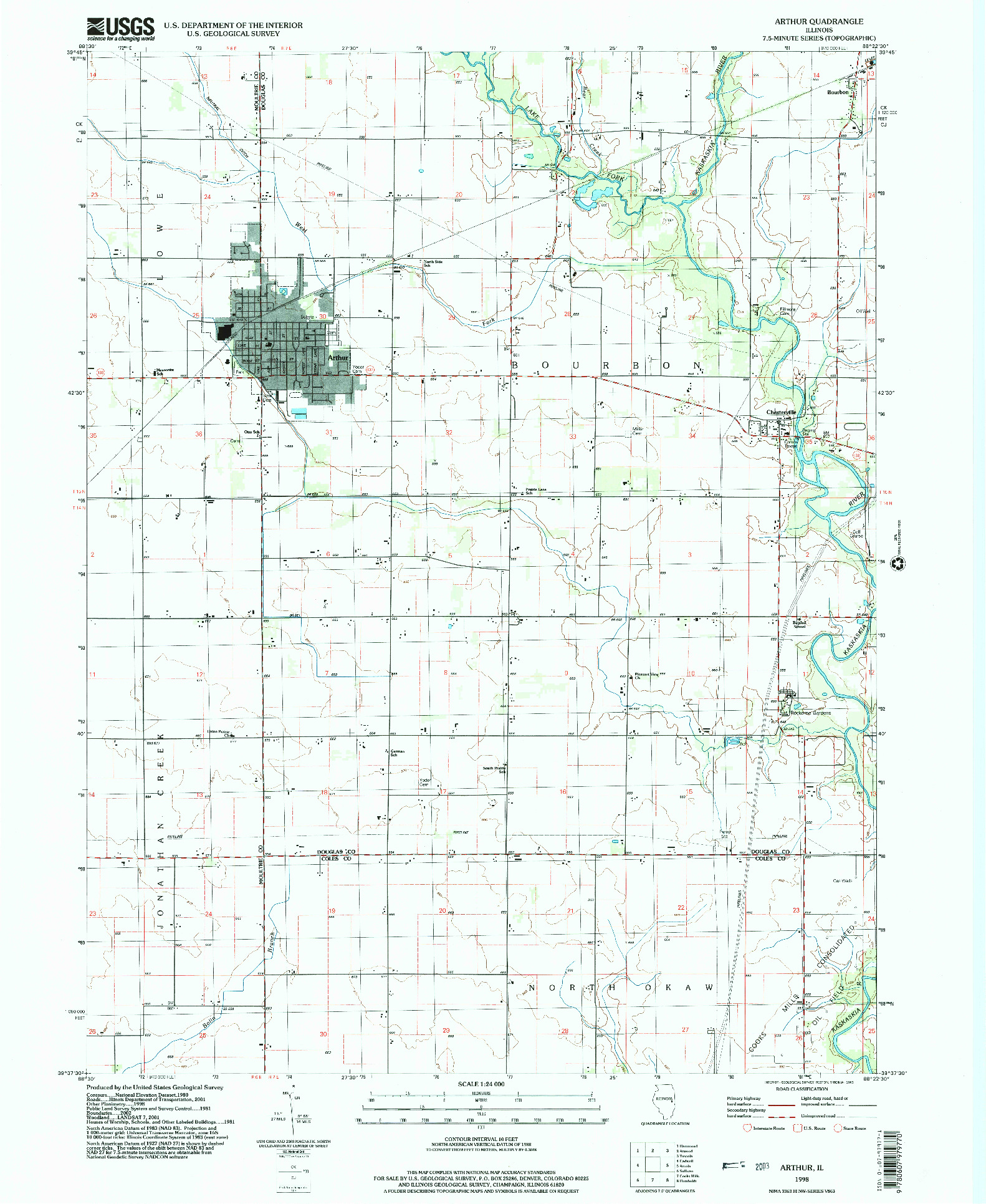 USGS 1:24000-SCALE QUADRANGLE FOR ARTHUR, IL 1998