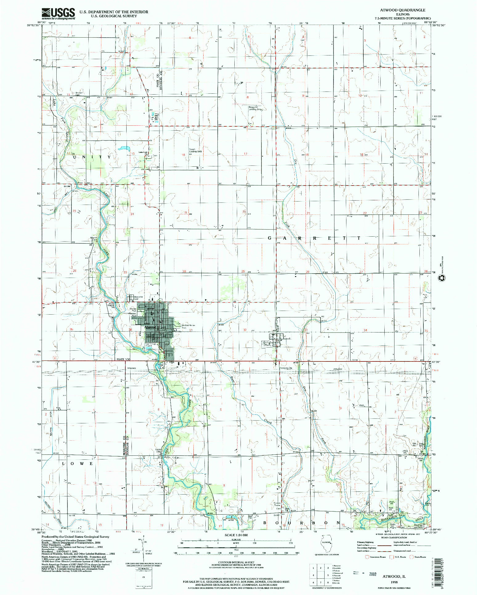 USGS 1:24000-SCALE QUADRANGLE FOR ATWOOD, IL 1998