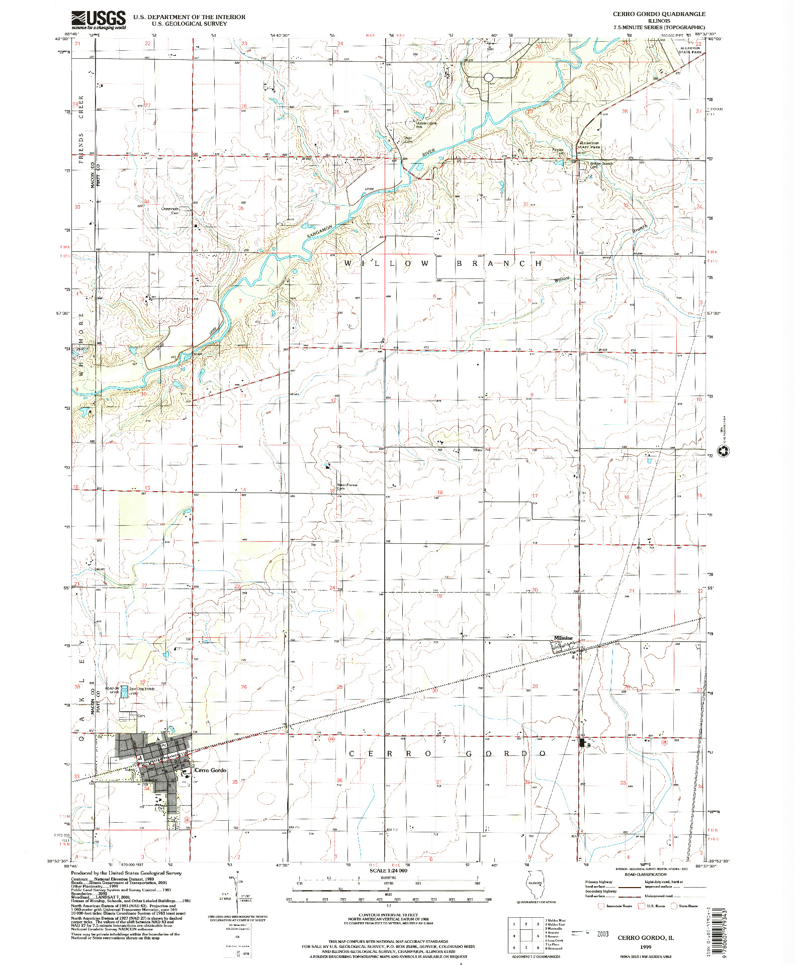 USGS 1:24000-SCALE QUADRANGLE FOR CERRO GORDO, IL 1999
