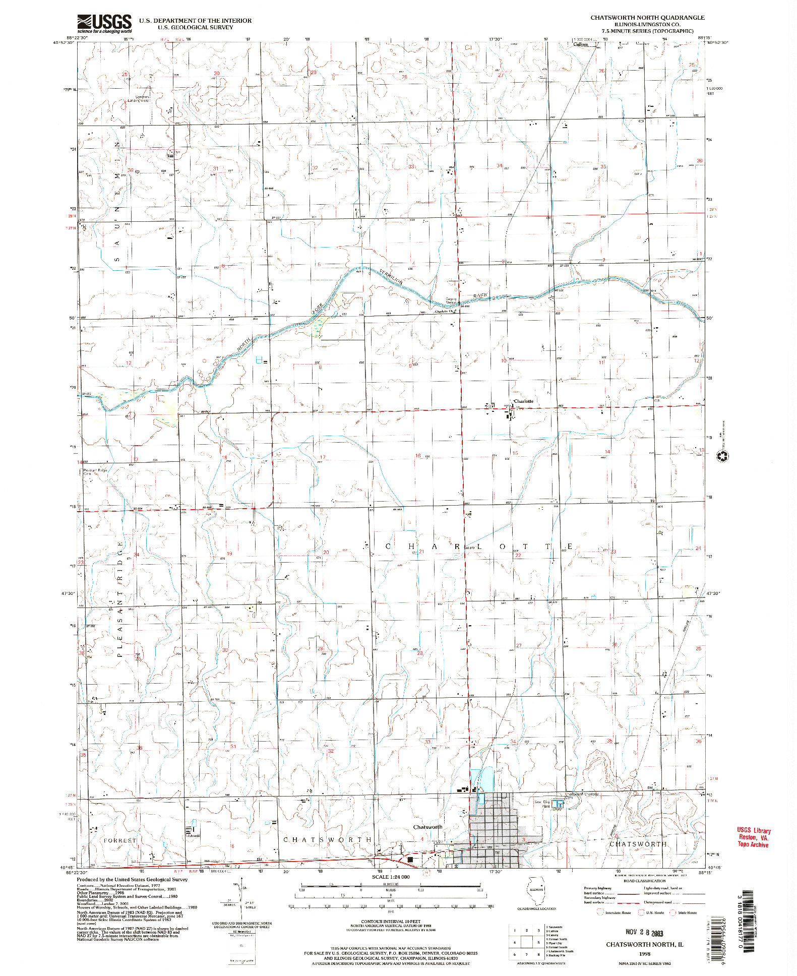 USGS 1:24000-SCALE QUADRANGLE FOR CHADSWORTH NORTH, IL 1998