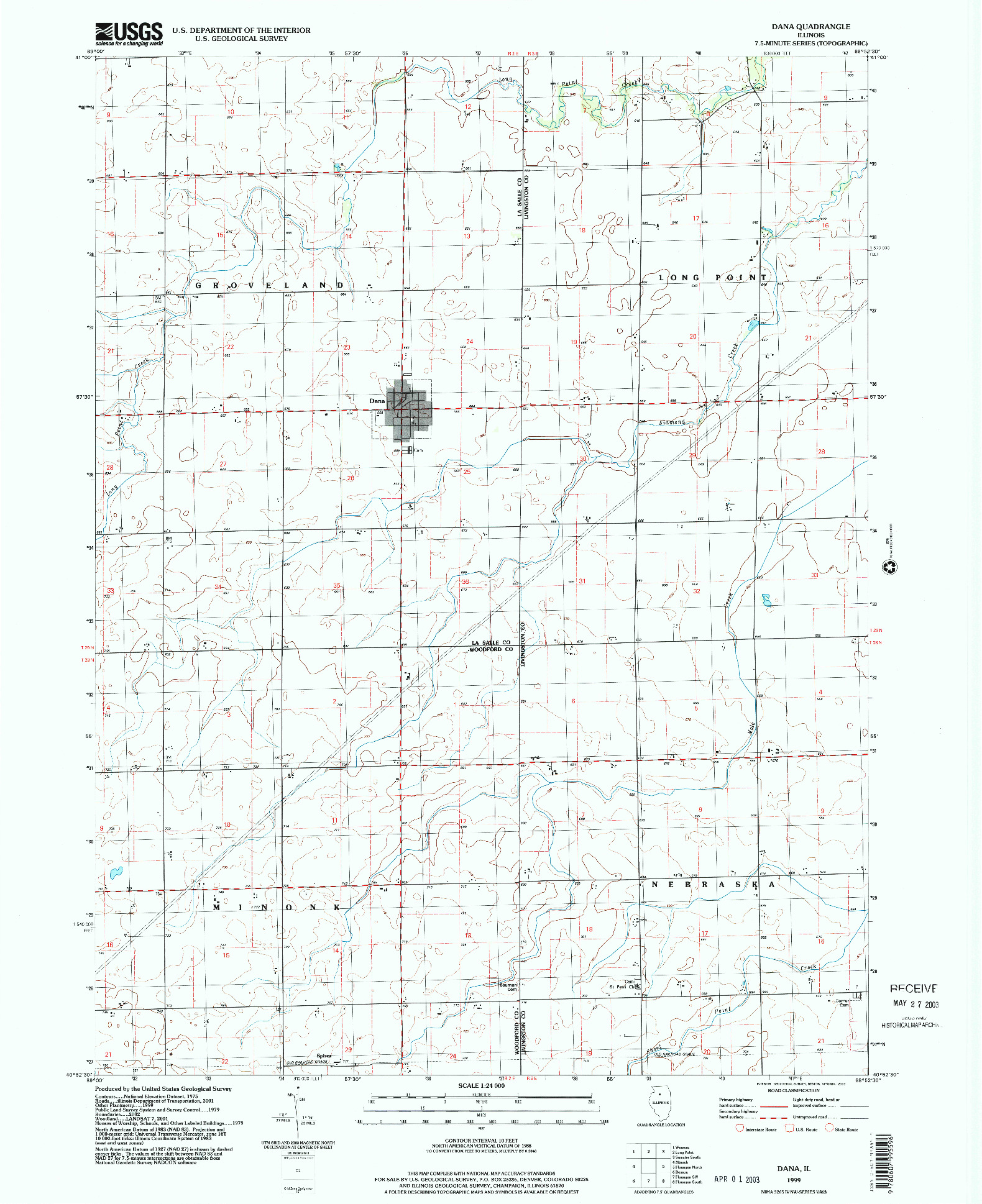 USGS 1:24000-SCALE QUADRANGLE FOR DANA, IL 1999
