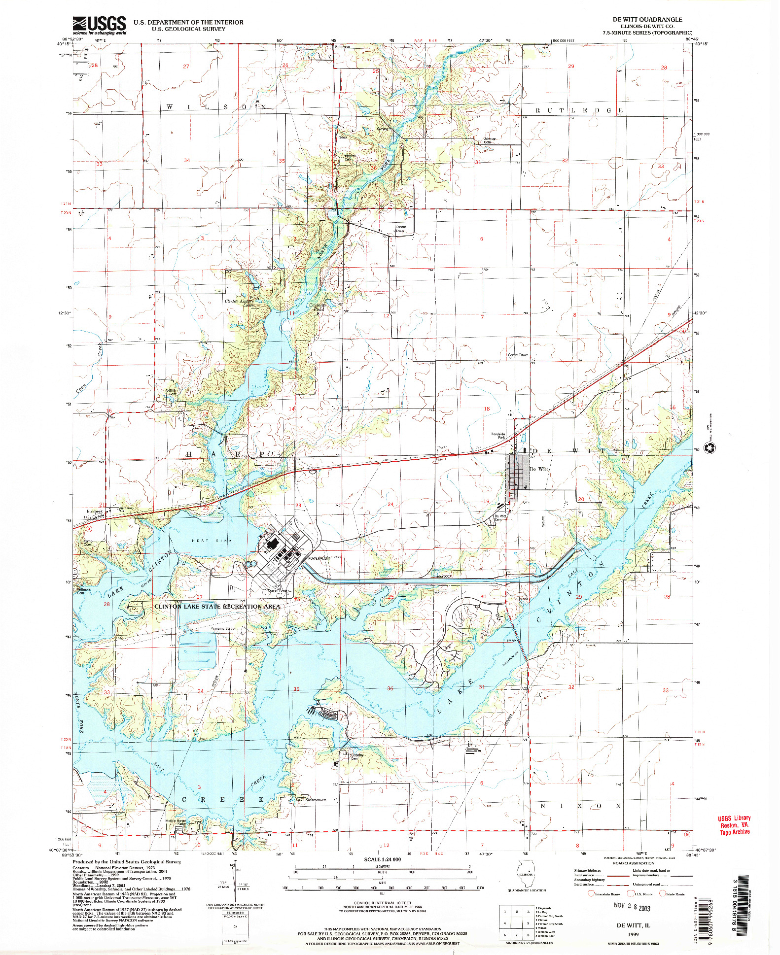 USGS 1:24000-SCALE QUADRANGLE FOR DE WITT, IL 1999
